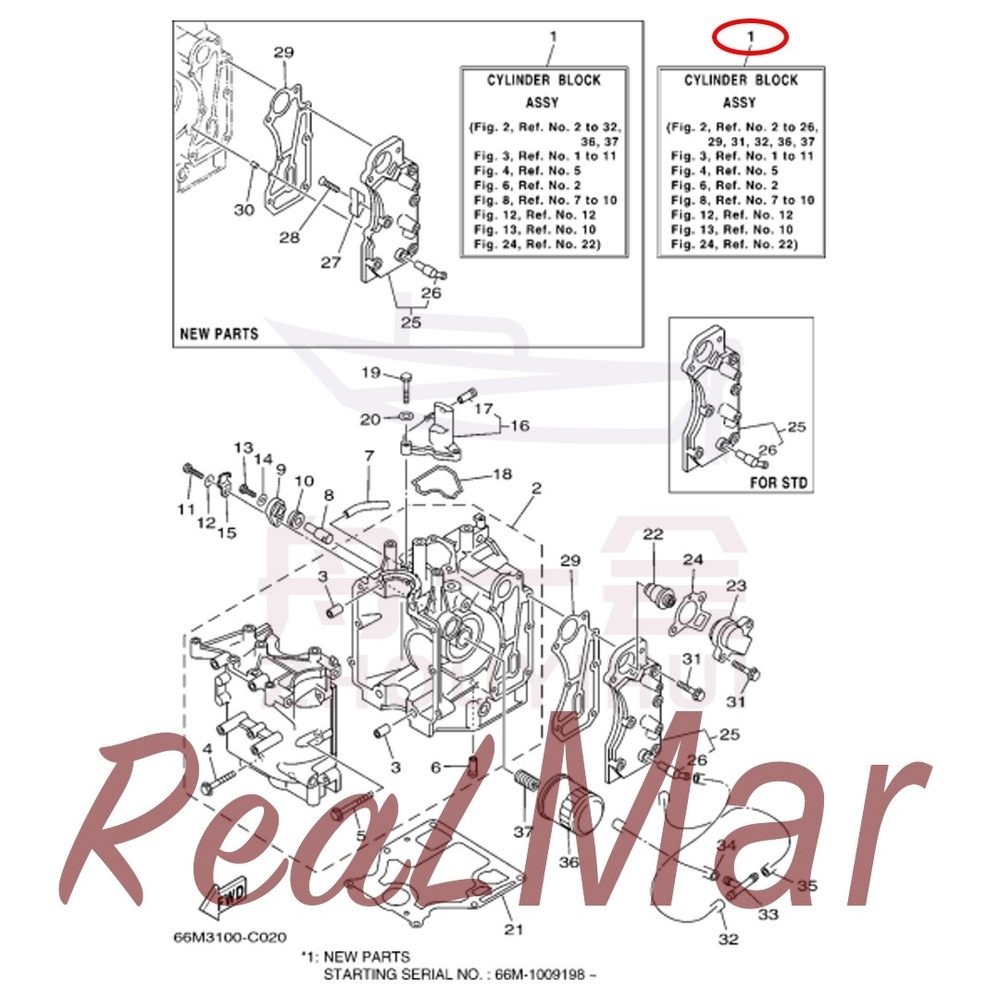 FIG. 2 CYLINDER & CRANKCASE 1 爆炸图