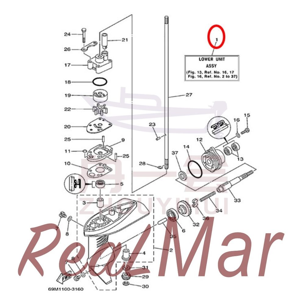 FIG.   16    LOWER CASING. DRIVE 1 爆炸图