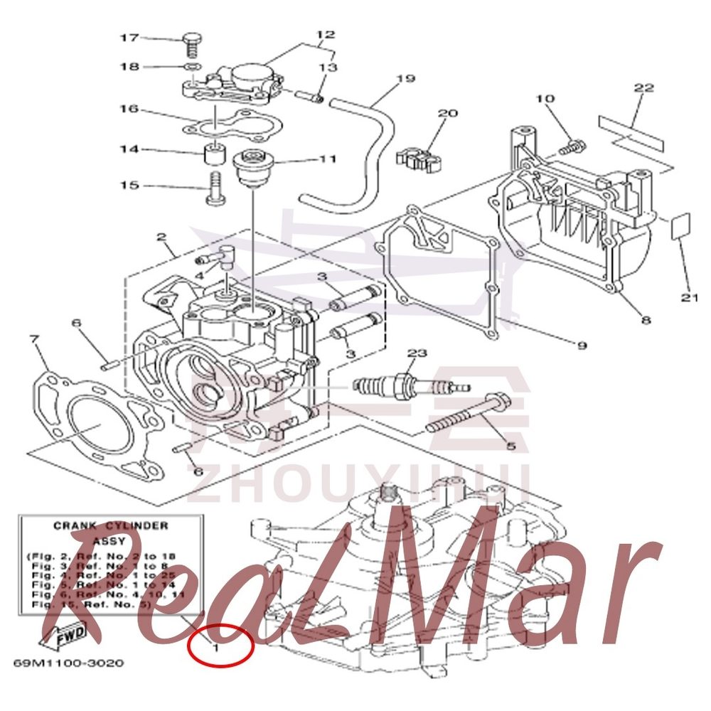 FIG.     2    CYLINDER. CRANKCASE 1 爆炸图