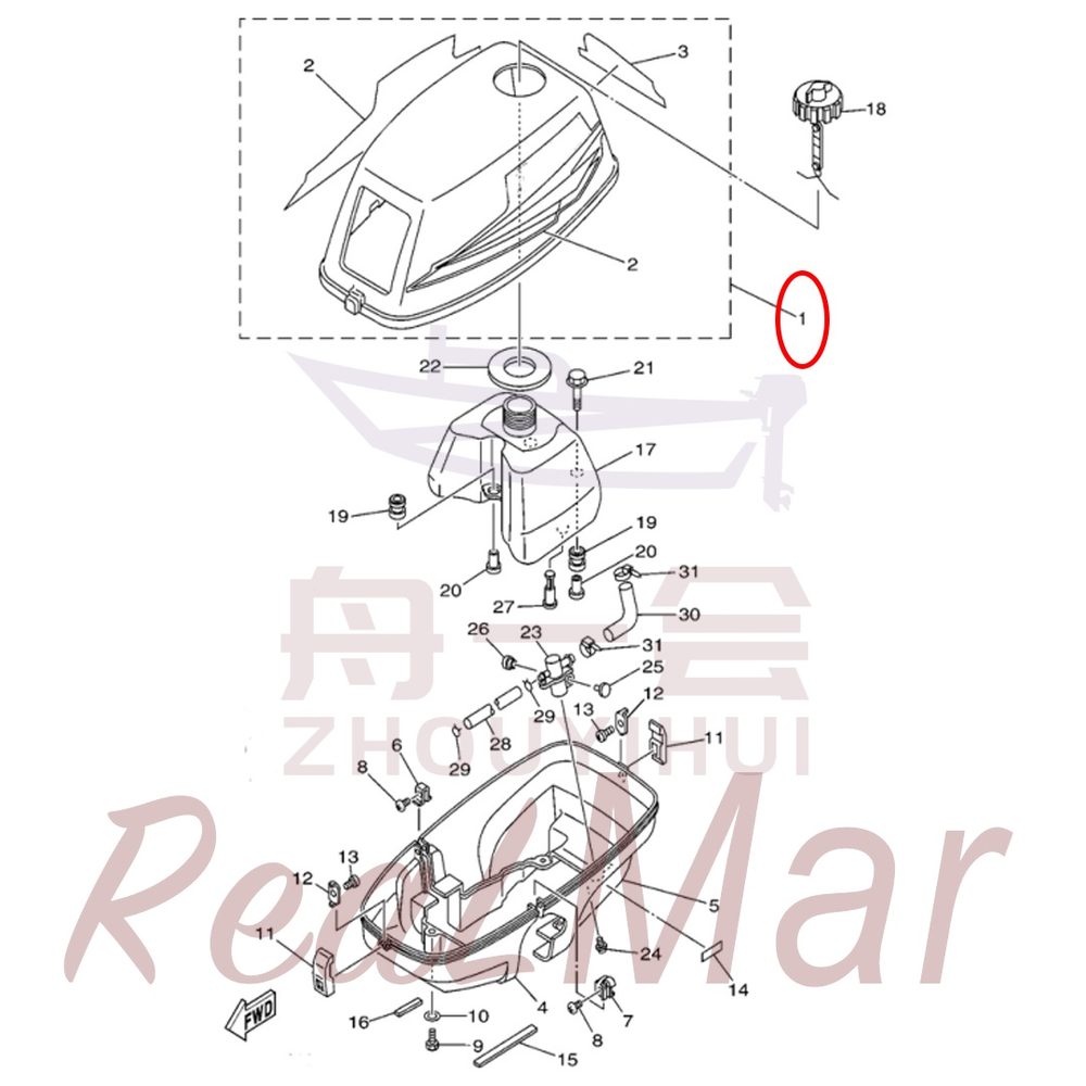 FIG. 1 COWLING & FUEL 爆炸图