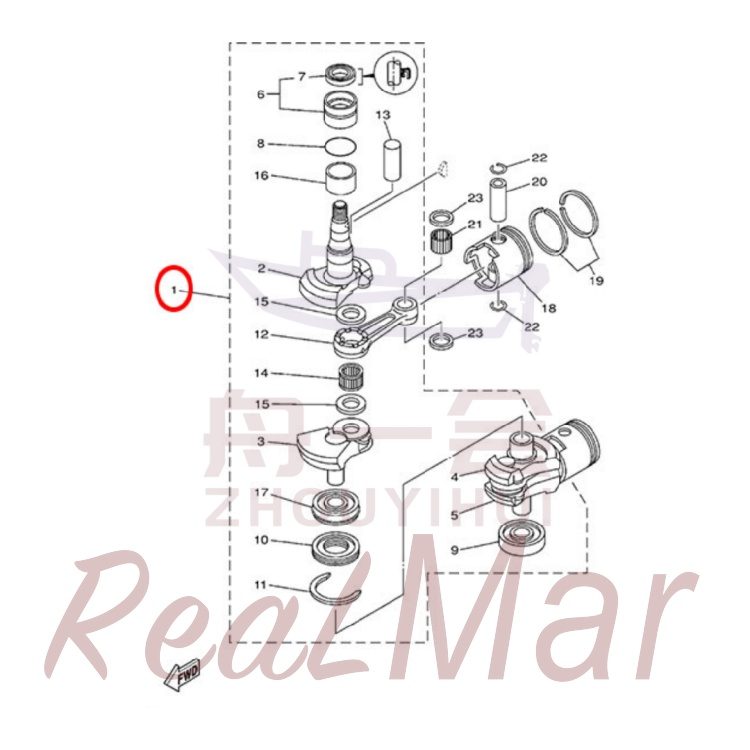FIG. 3 CRANKSHAFT & PISTON 爆炸图