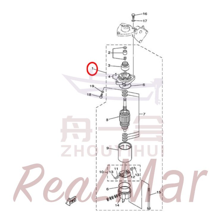 FIG. 13 STARTING MOTOR 爆炸图