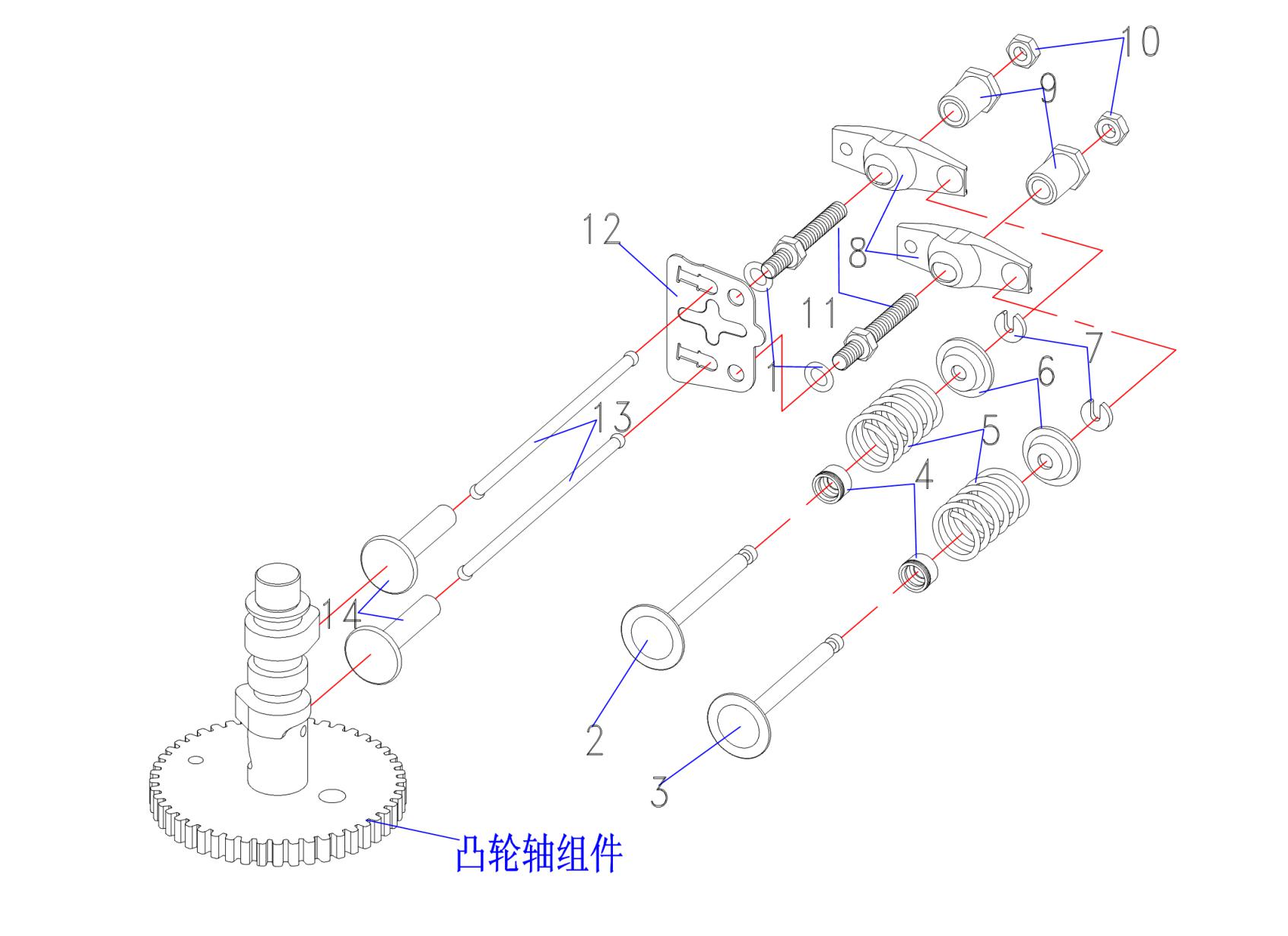 配气机构 爆炸图