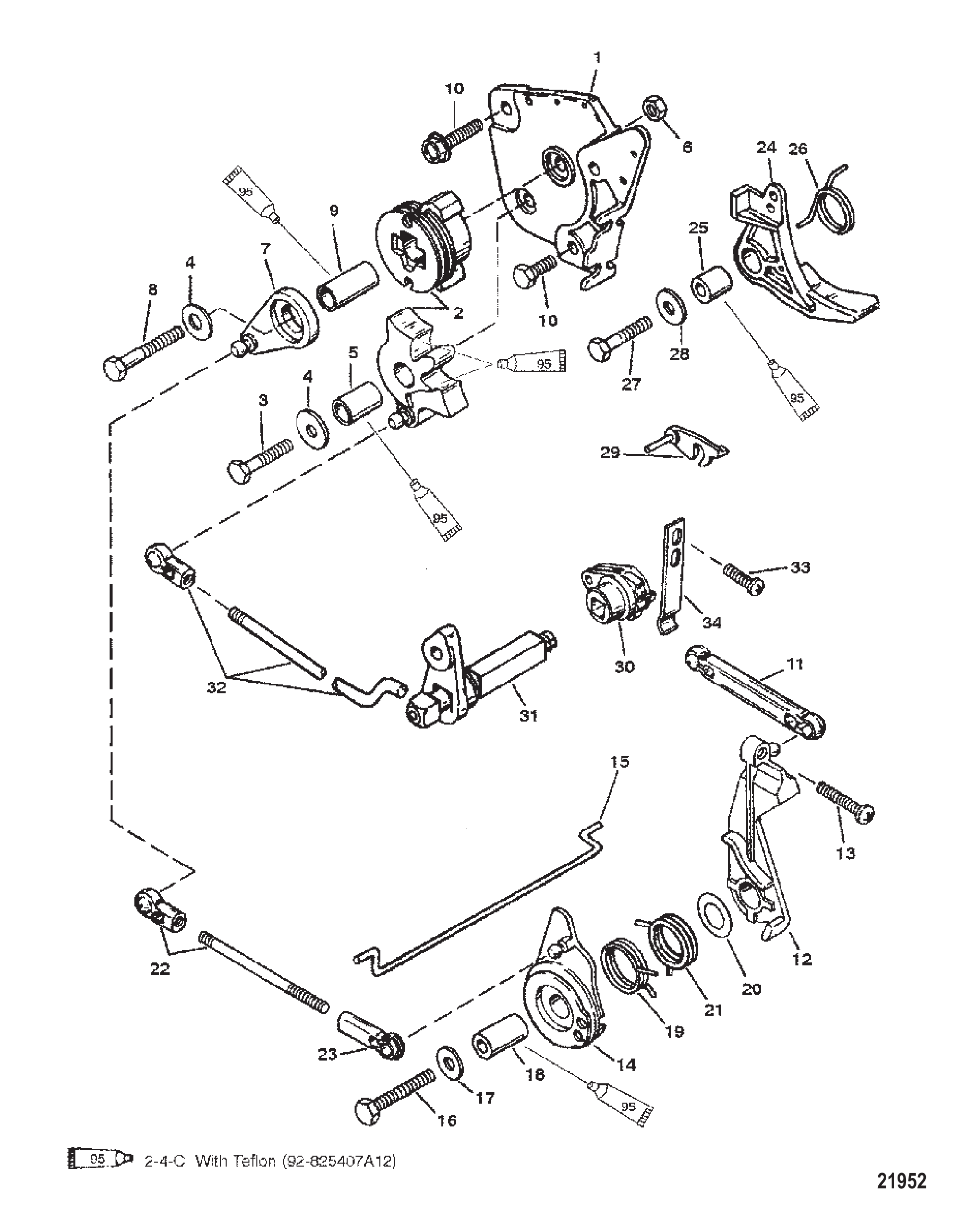 油门与换挡联动装置(舵柄型号) Throttle and Shift Linkage (Tiller Handle Models)