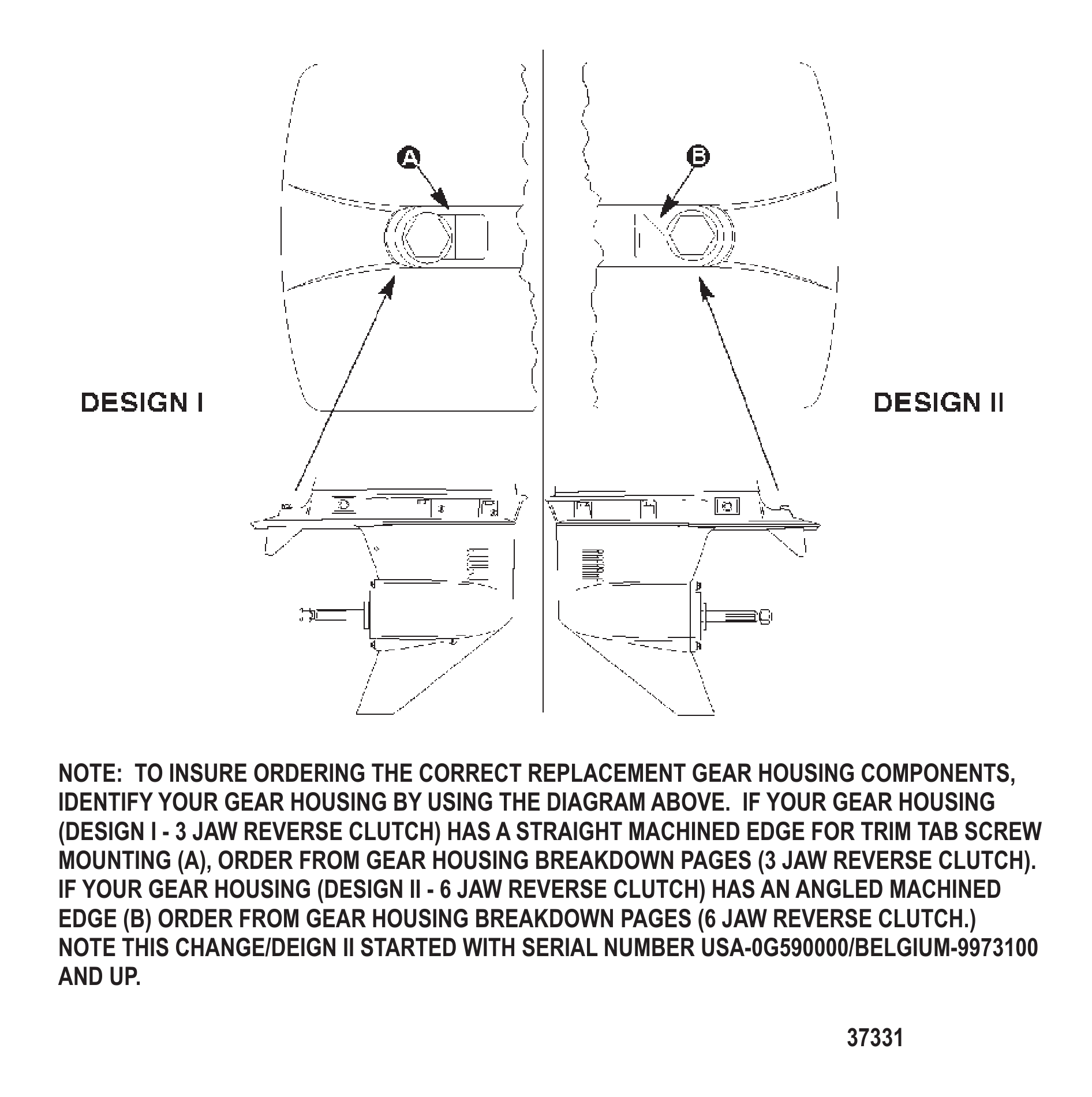 GEAR HOUSING CHART (2.07:1/2.31:1 GEAR RATIO)