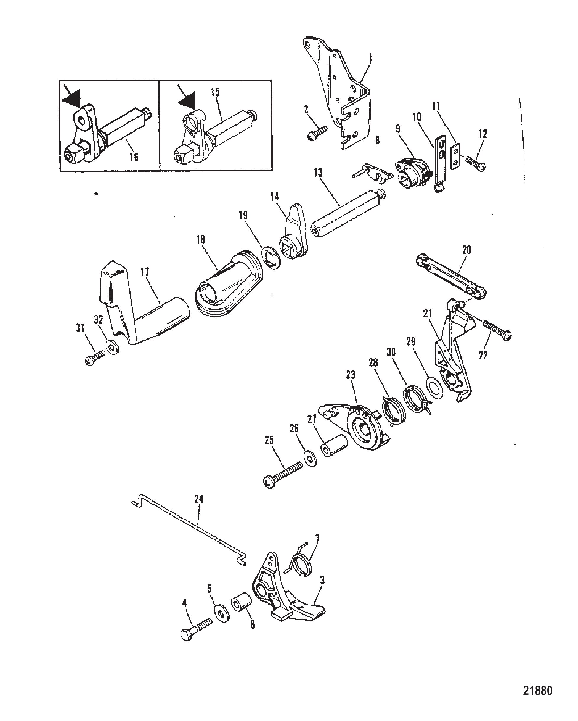 油门和换挡联动装置(侧换挡型号) THROTTLE AND SHIFT LINKAGE (SIDE SHIFT MODELS)