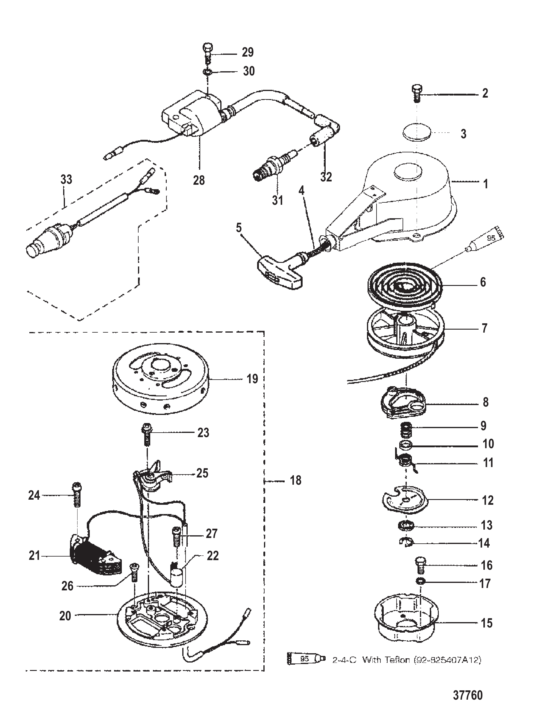 RECOIL AND IGNITION COMPONENTS (BREAKER POINT IGNITION)