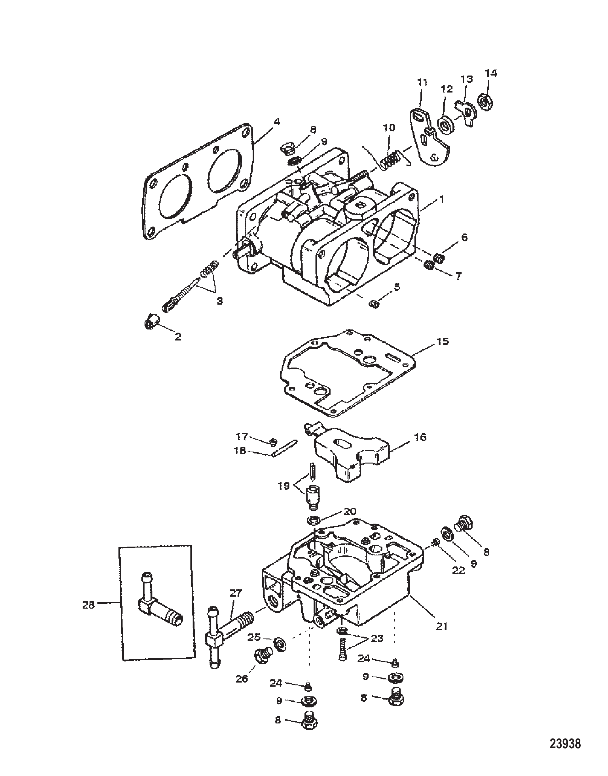 CARBURETOR (SEAPRO/MARATHON) (S/N-0G303045 & BELOW)