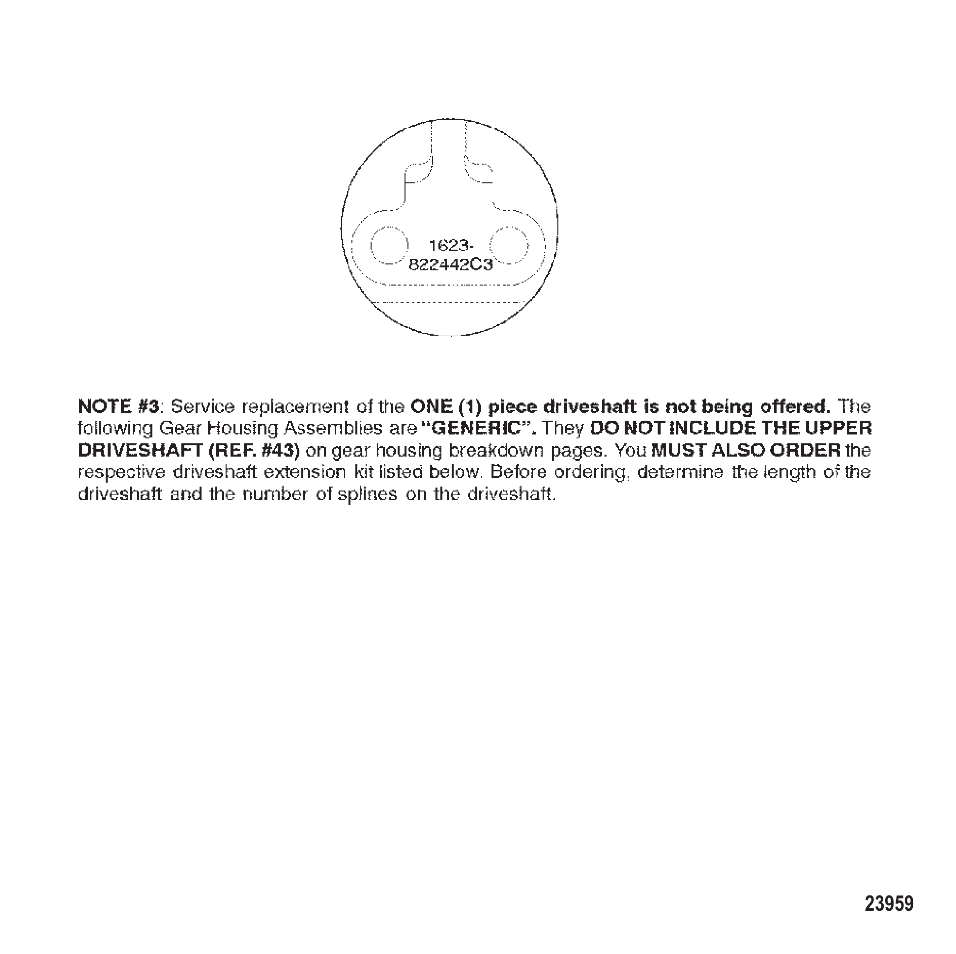 GEAR HOUSING CHART (S/N-0G438000 & UP)