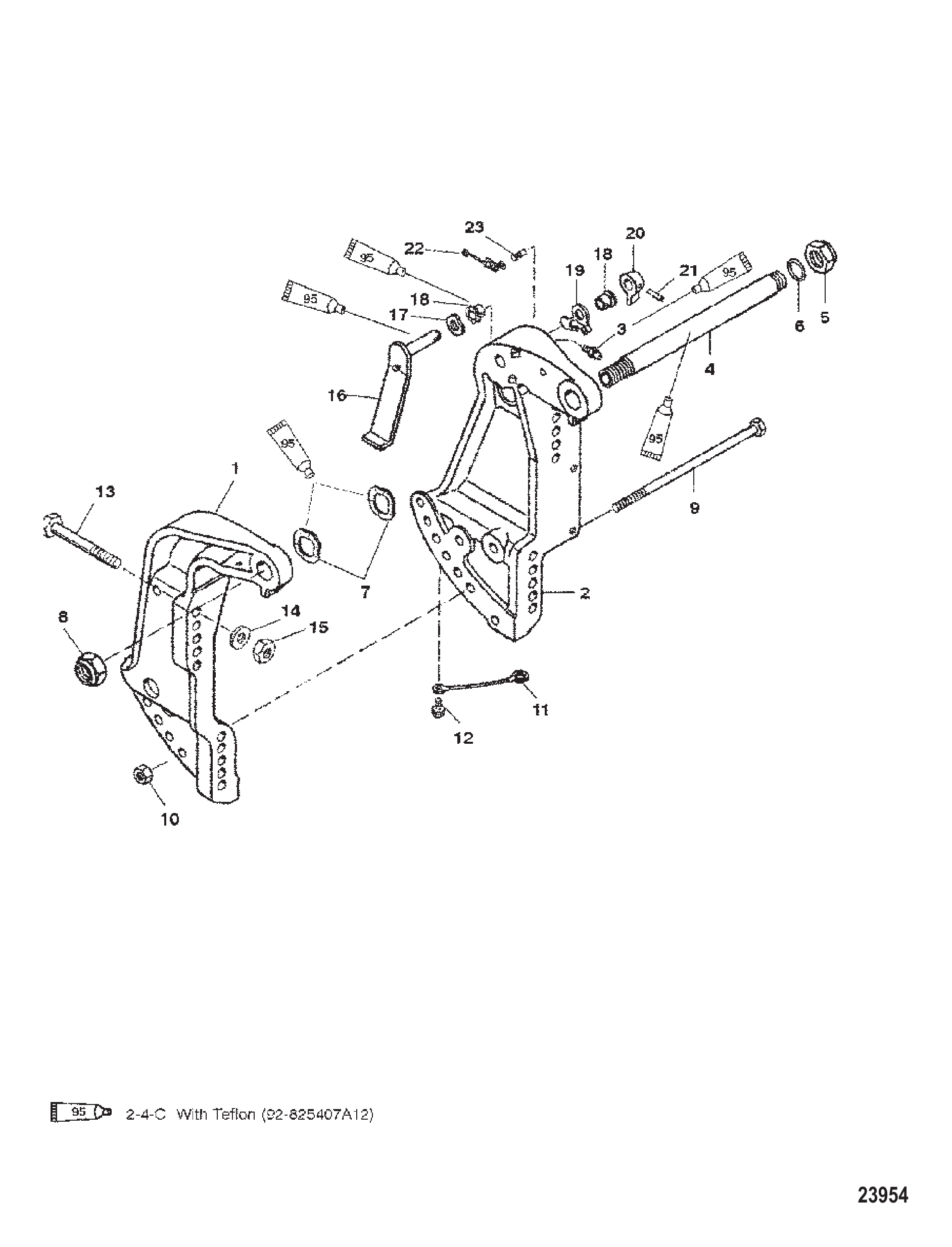 艉板支架(序列号0G589999及以下) TRANSOM BRACKETS (S/N-0G589999 AND BELOW)