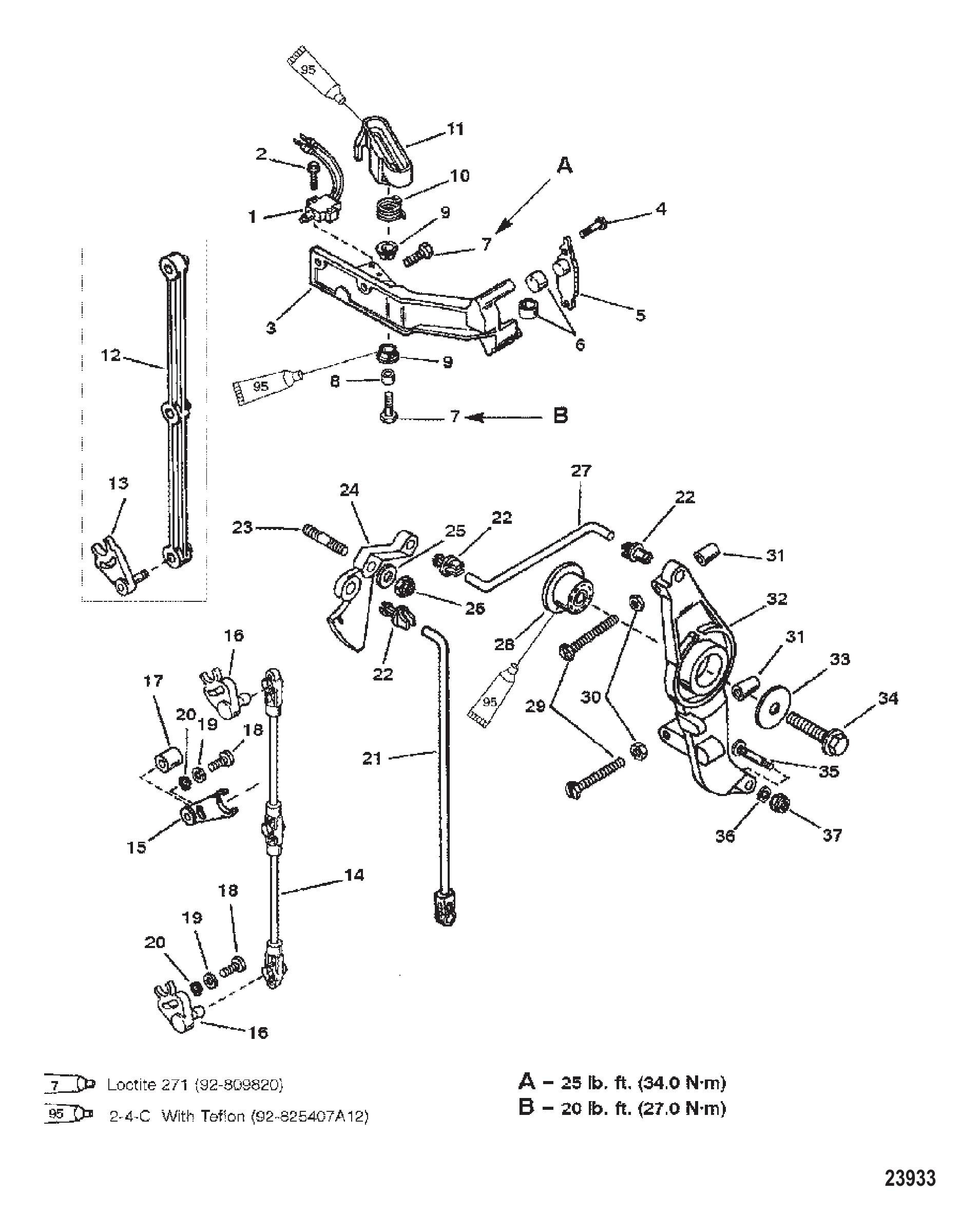 锚支架(非SEAPRO/MARATHON)(序列号0G303045及以下) ANCHOR BRACKET (NON SEAPRO/MARATHON) (S/N-0G303045 & BELOW)