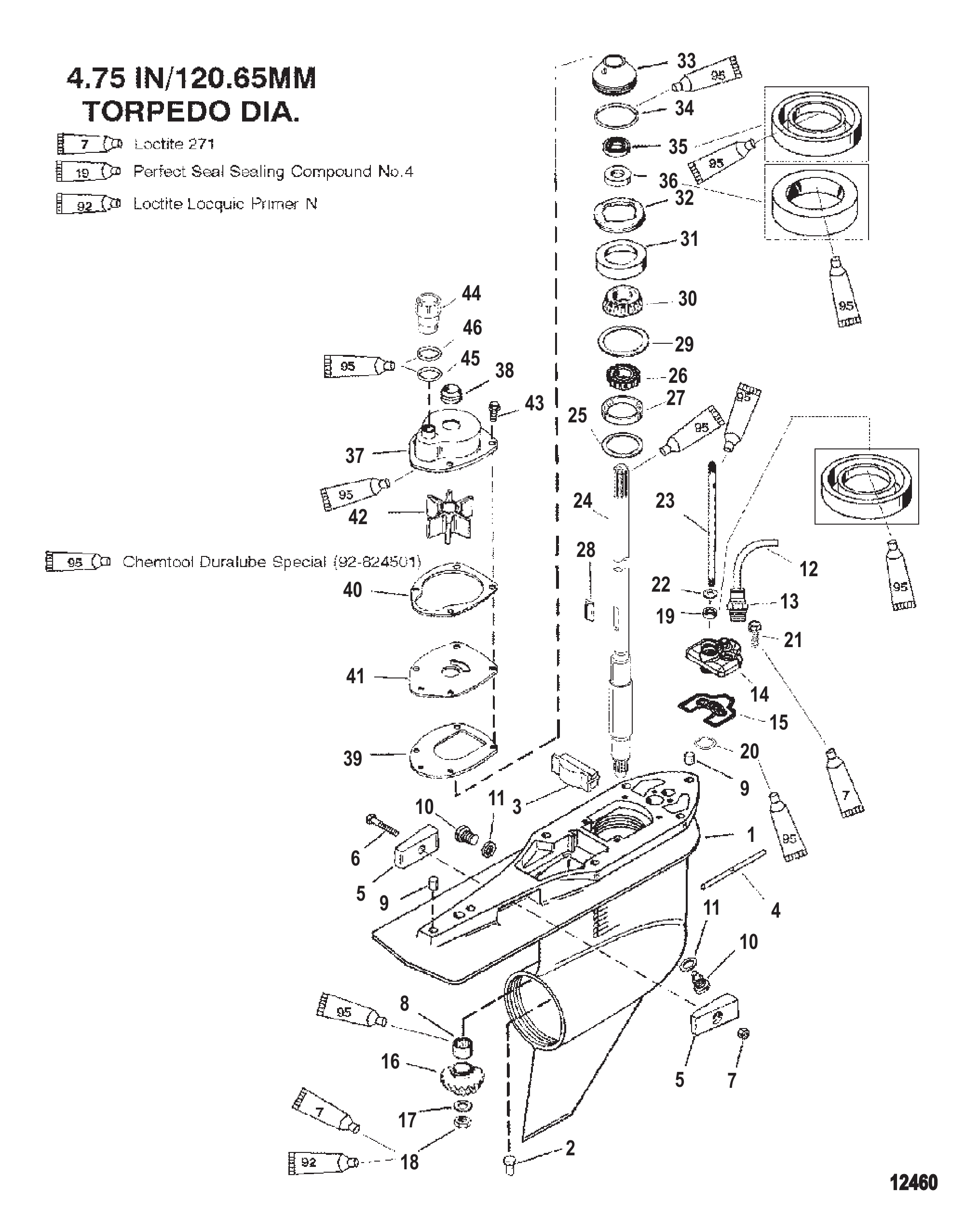 齿轮箱壳体(驱动轴-标准/反转-序列号0G960500及以上) GEAR HSG (DRIVESHAFT-STD/COUNTER-S/N-0G960500 & UP)