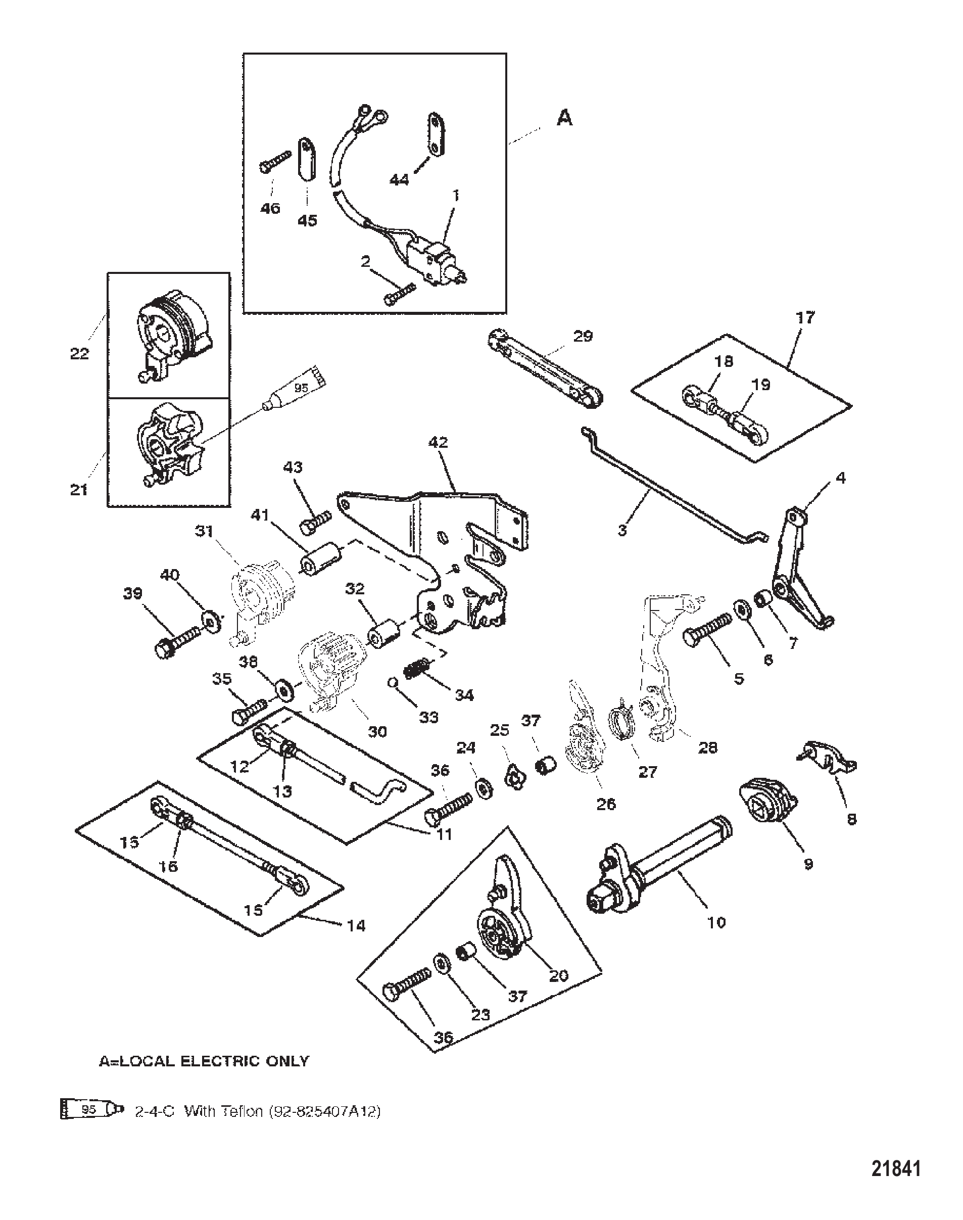 油门和换挡联动装置(舵柄换挡) Throttle and Shift Linkage (Tiller Handle Shift)