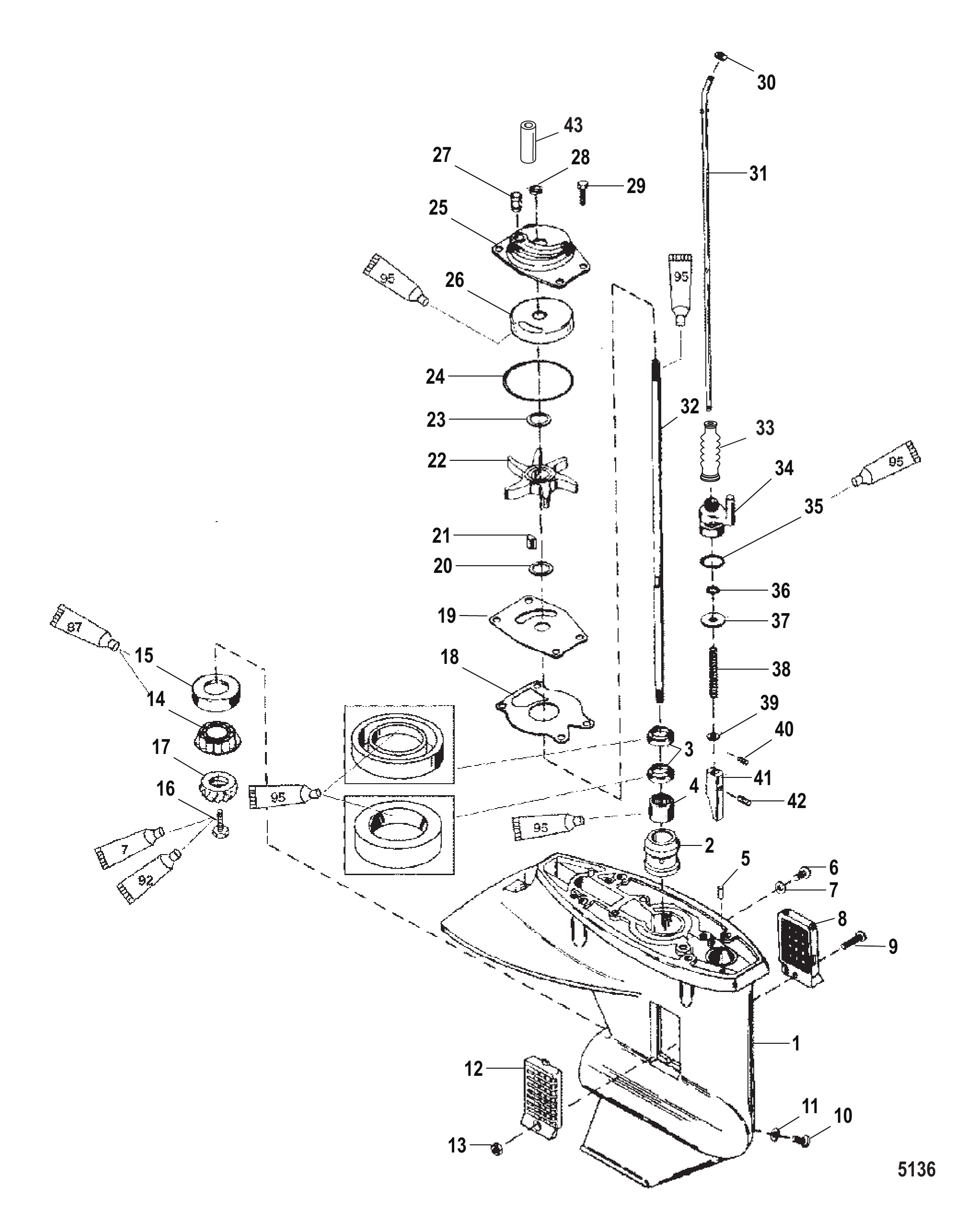 齿轮箱(驱动轴)(2.25:1齿轮比) Gear Housing (Driveshaft) (2.25:1 Gear Ratio)