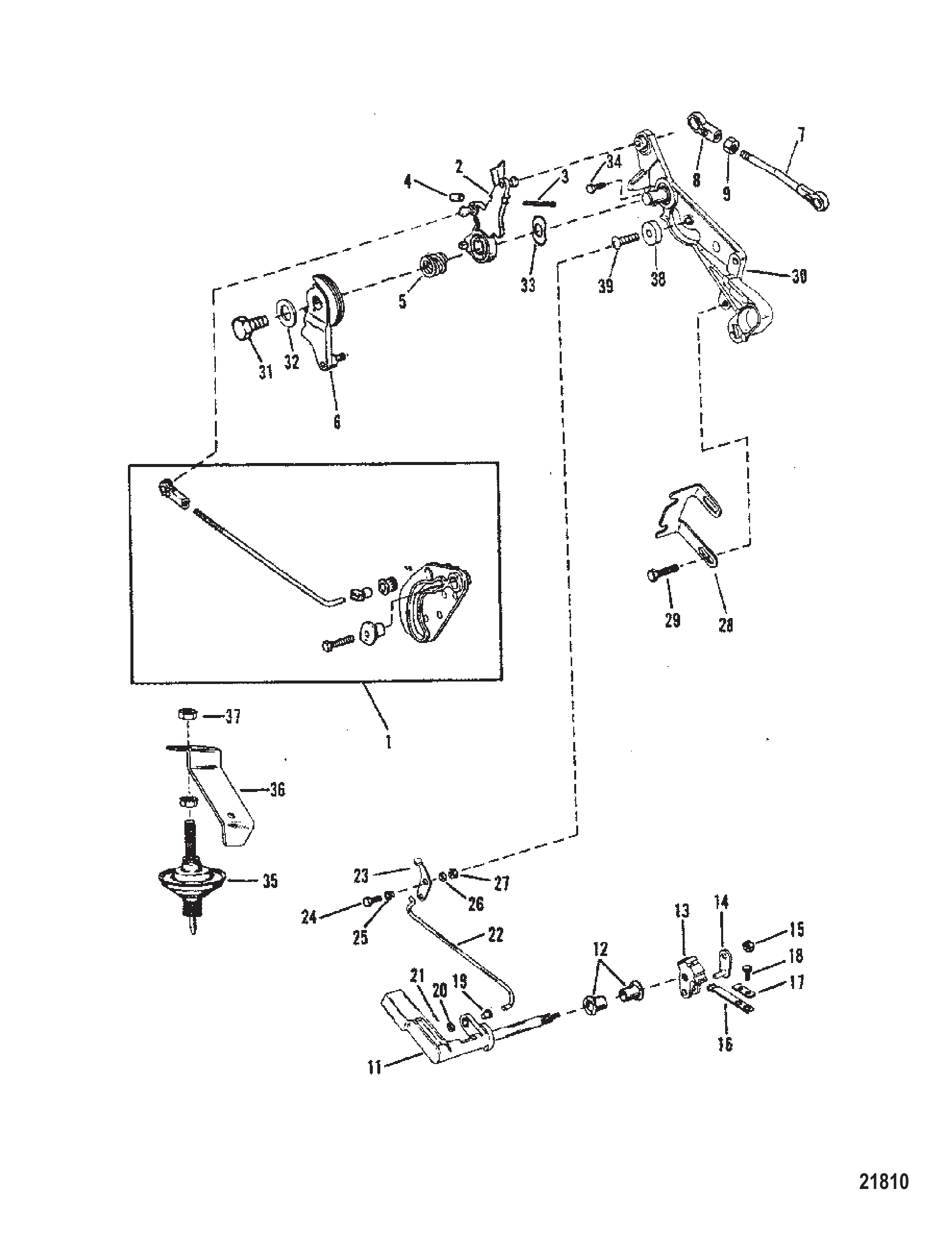 油门与换挡联动装置(侧换挡) Throttle and Shift Linkage (Side Shift)