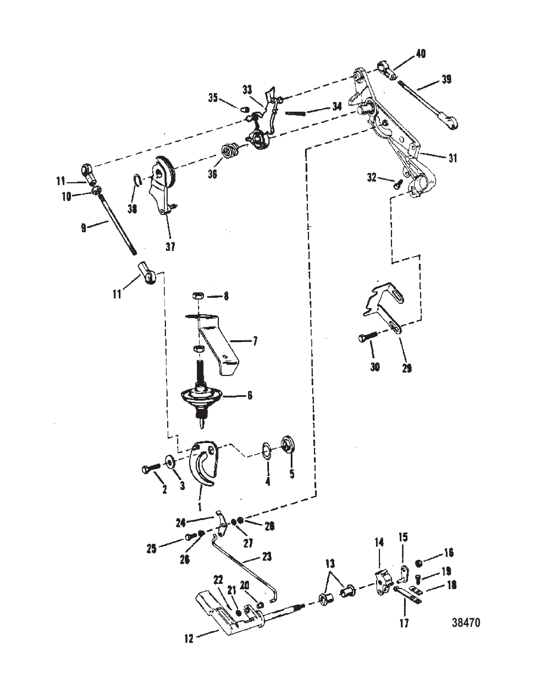 油门和换挡联动装置(Mariner)(手动) THROTTLE AND SHIFT LINKAGE (MARINER)(MANUAL)