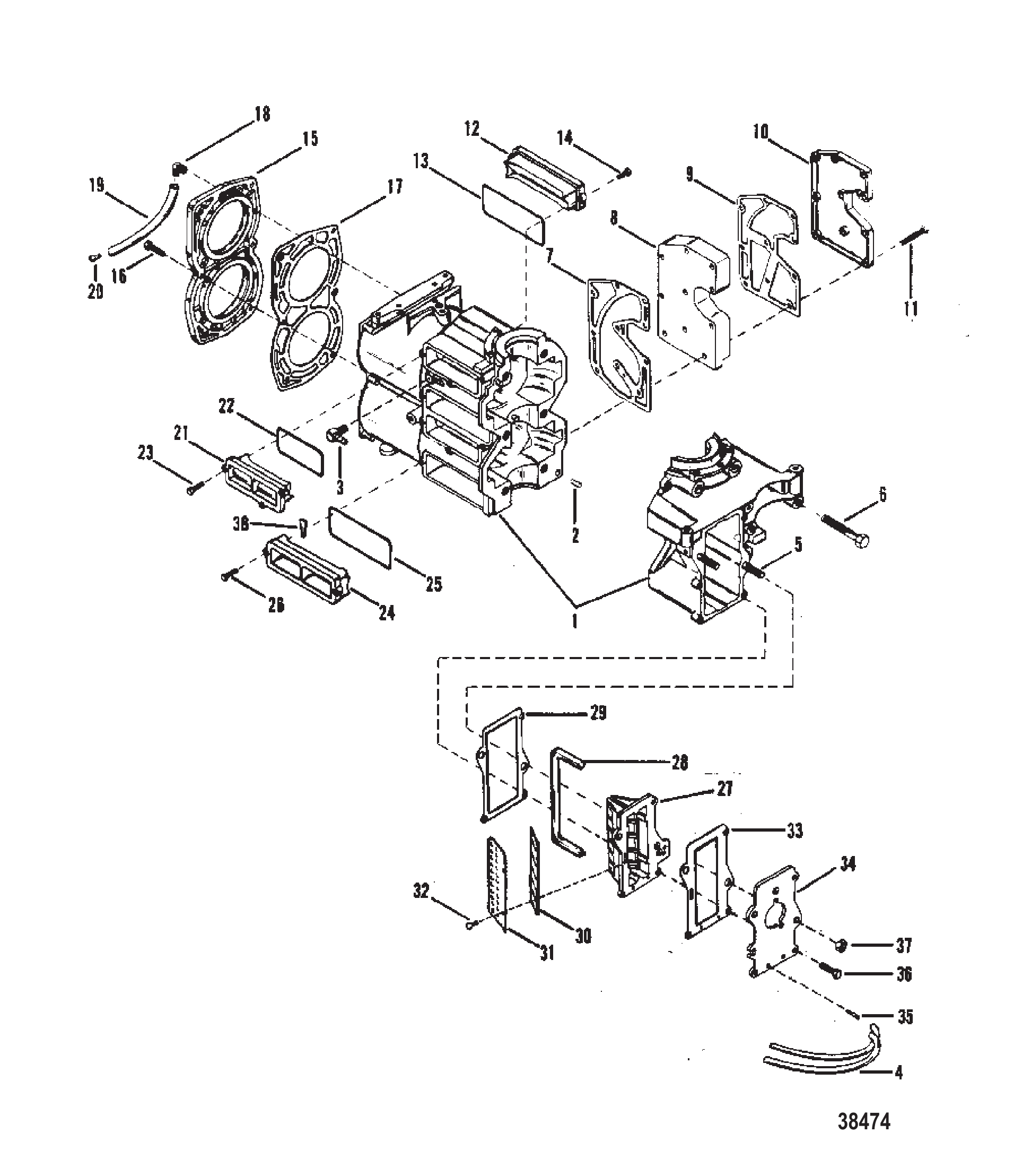 气缸体(美国-0B114230/加拿大-0A719660/比利时-9467987 及以下) BLOCK (US-0B114230/Can-0A719660/Bel-9467987 and Below)
