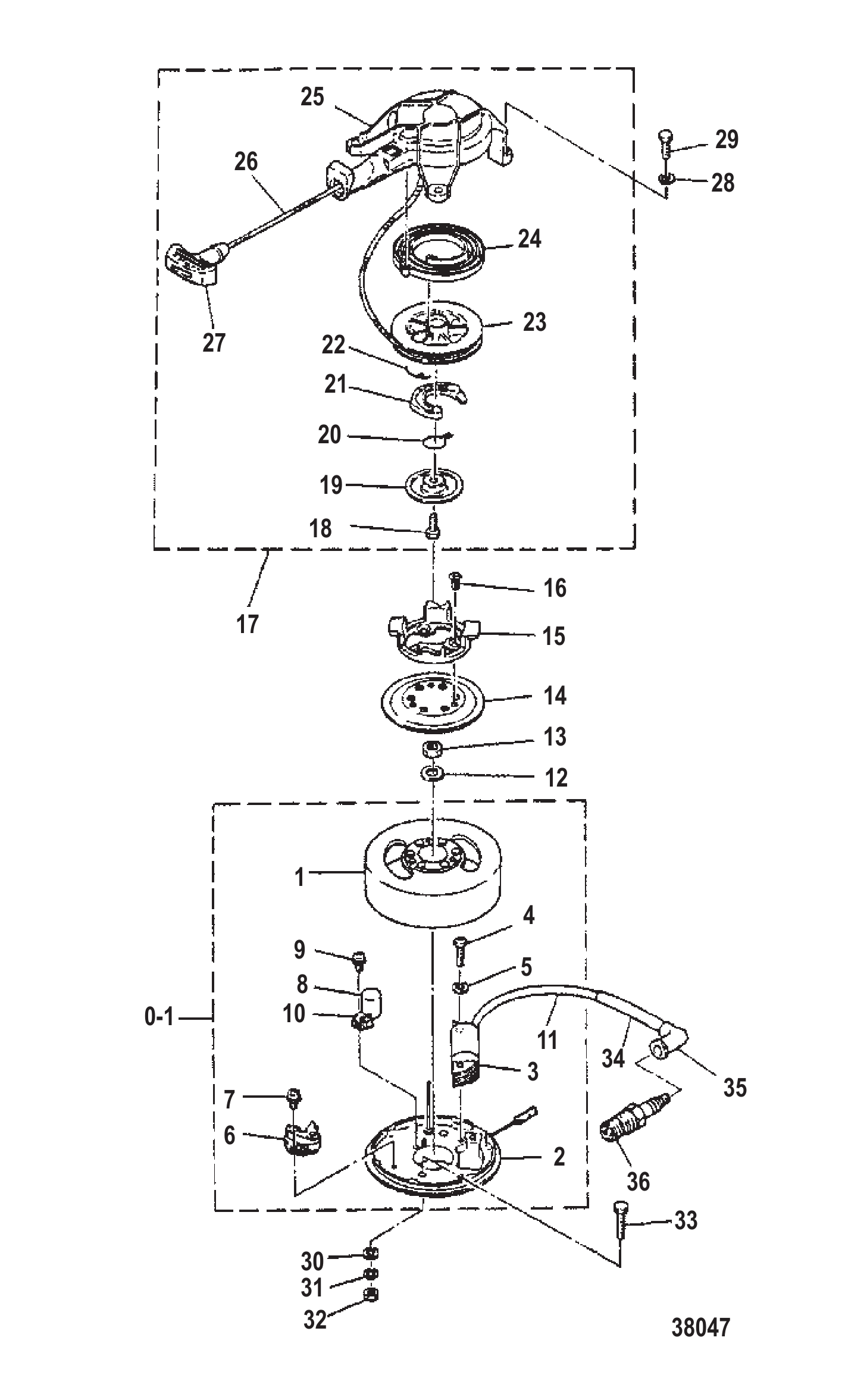 FLYWHEEL MAGNETO AND STARTER