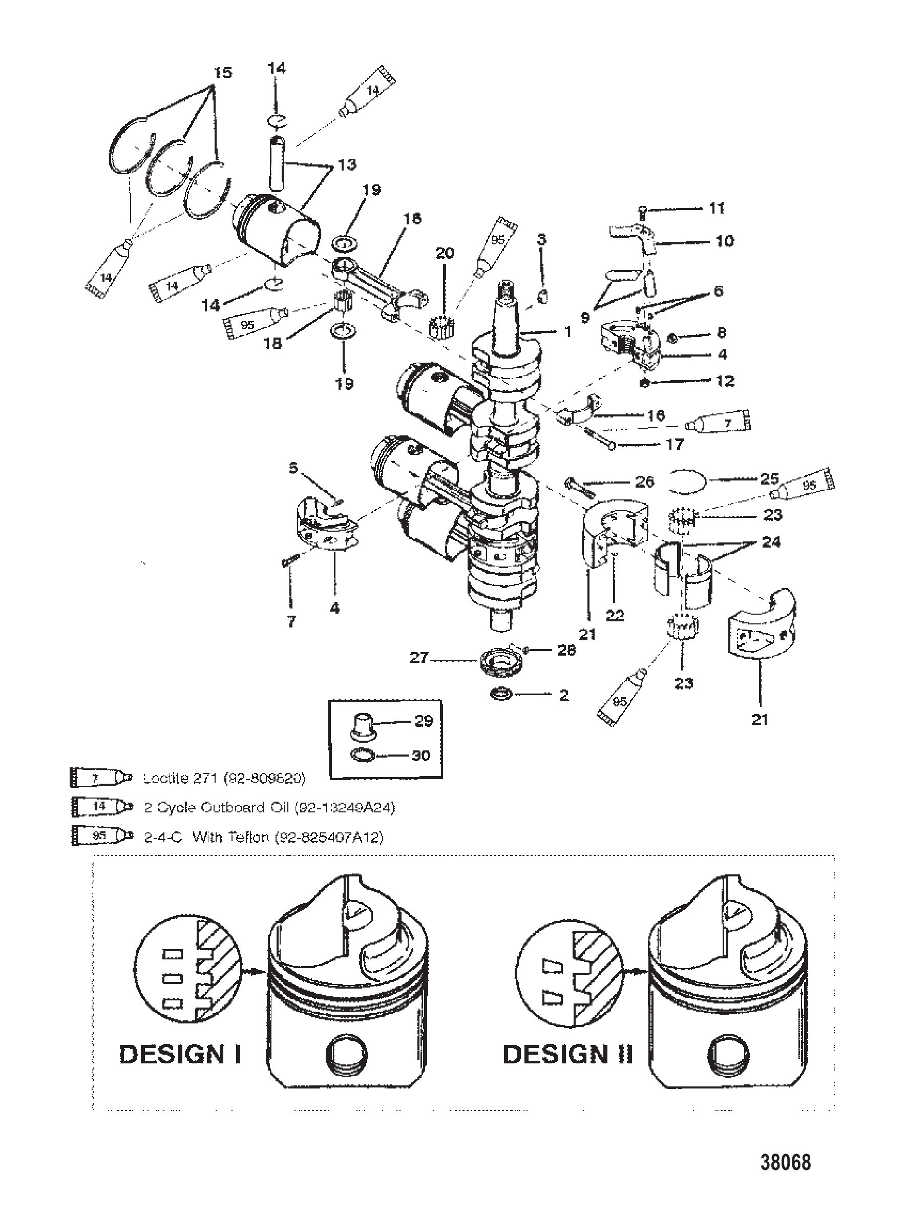 CRANKSHAFT, PISTONS AND CONNECTING RODS