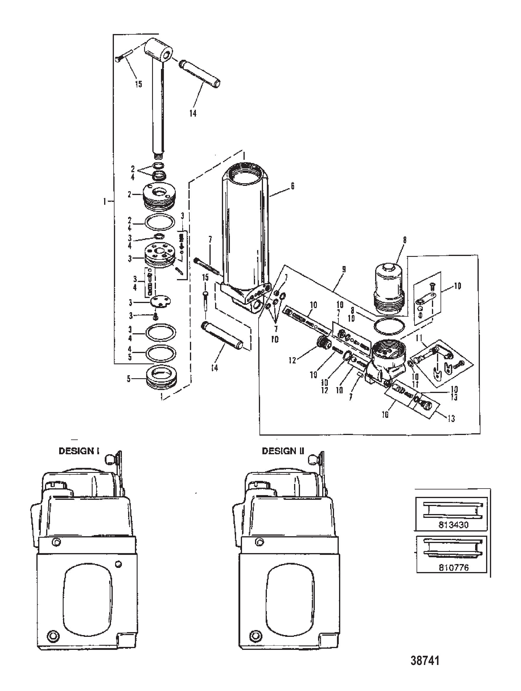MANUAL TILT COMPONENTS (LONG SHAFT)(0C159200 AND UP)
