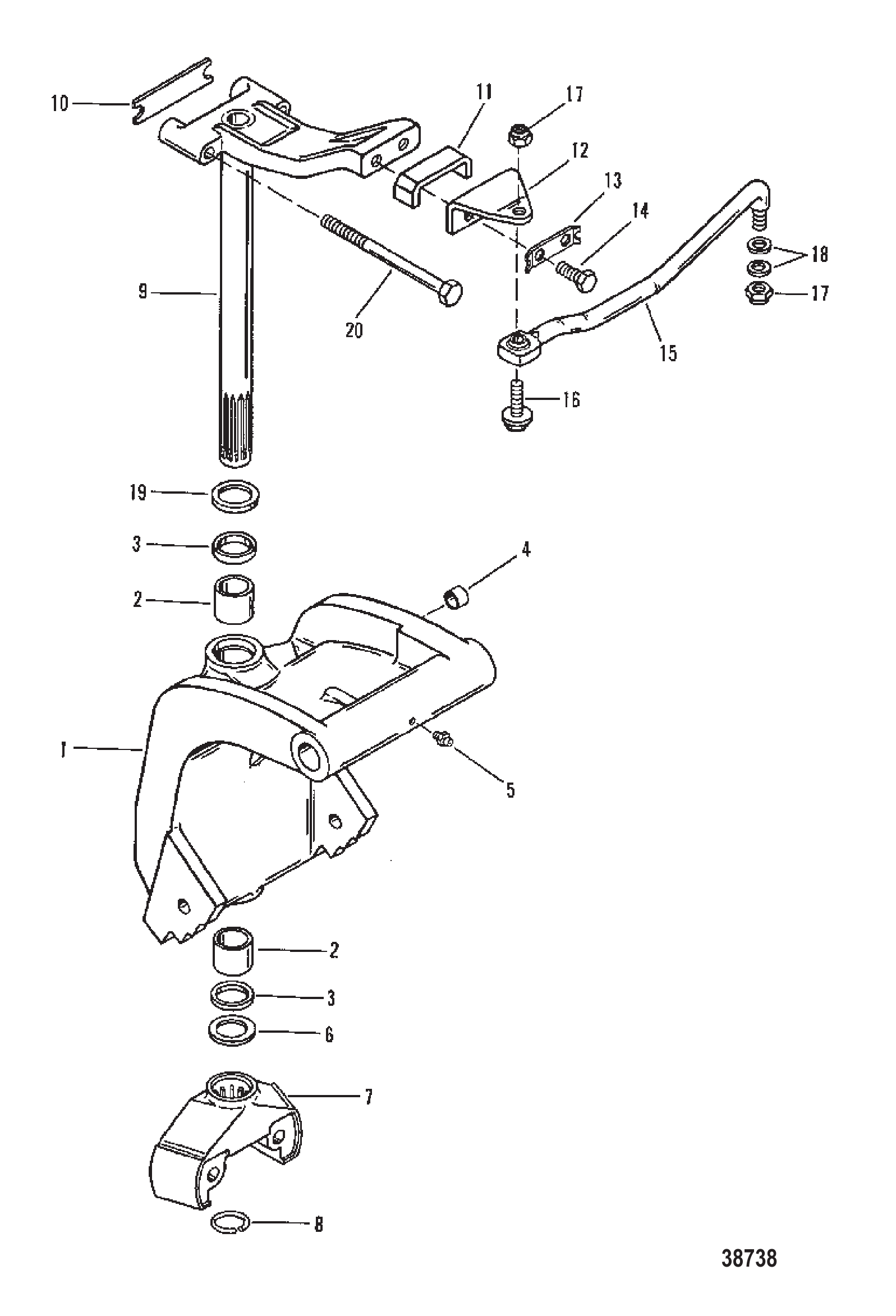 SWIVEL BRACKET (LONG SHAFT)(0C159200 AND UP)