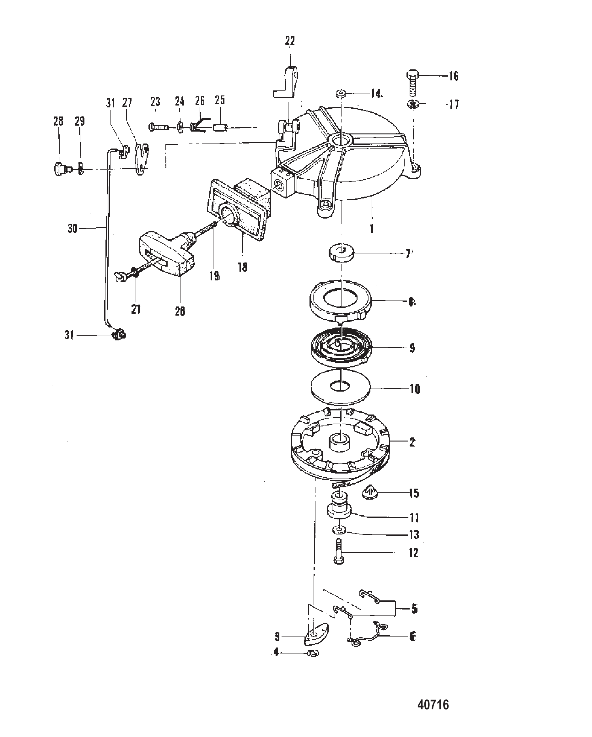RECOIL STARTER S#USA-A834680/Belgium-9542670 and Below