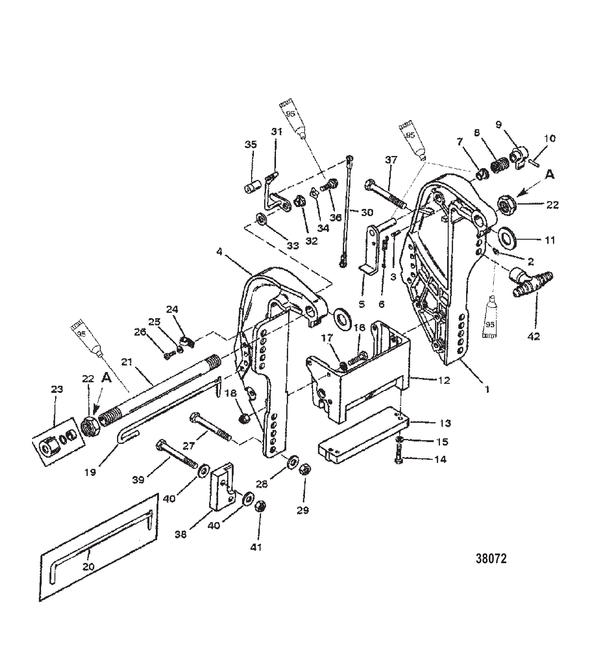 TRANSOM BRACKET (S/N 0D181999 and BELOW)