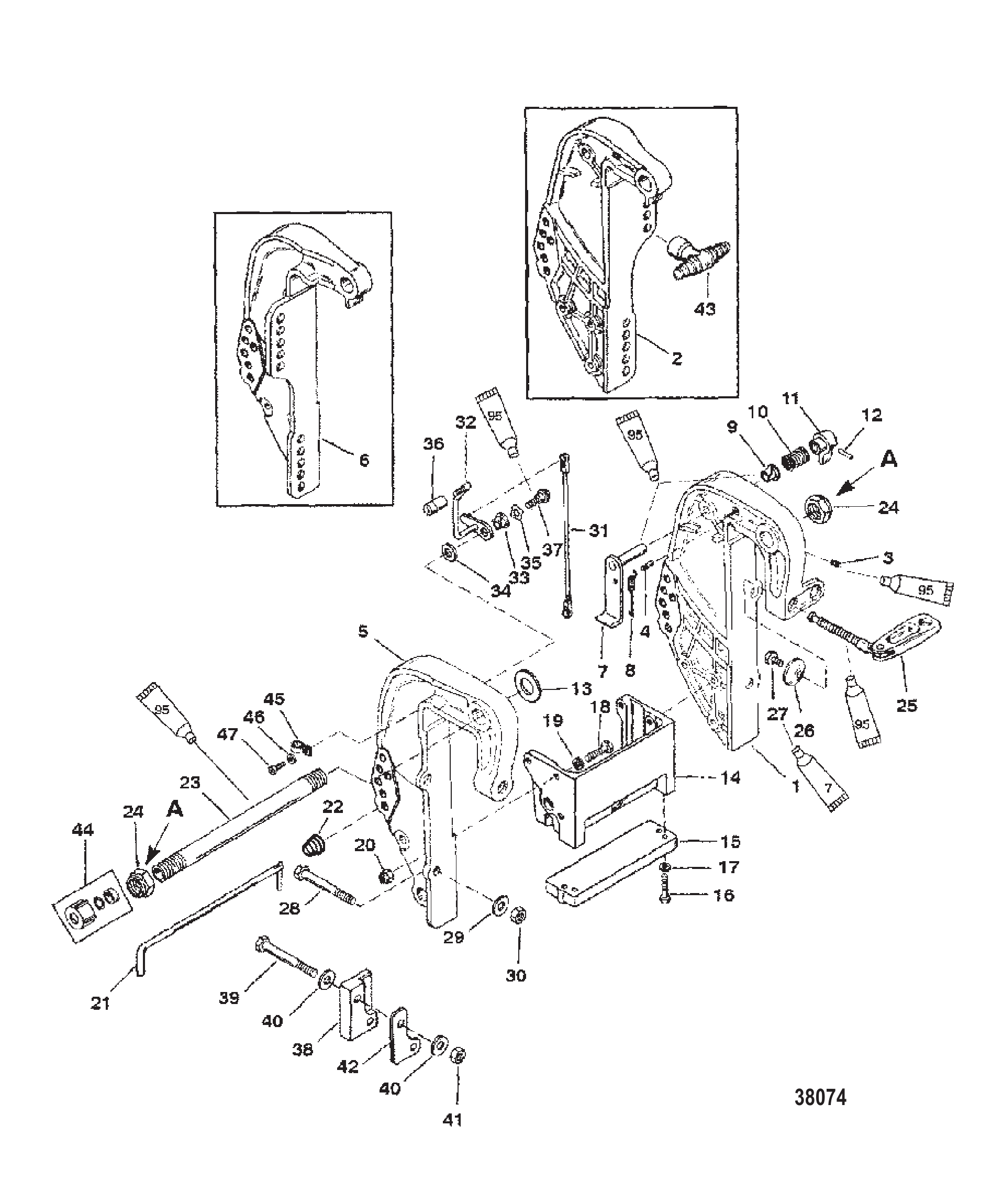 TRANSOM/CLAMP BRACKET (S/N 0D182000 and ABOVE)