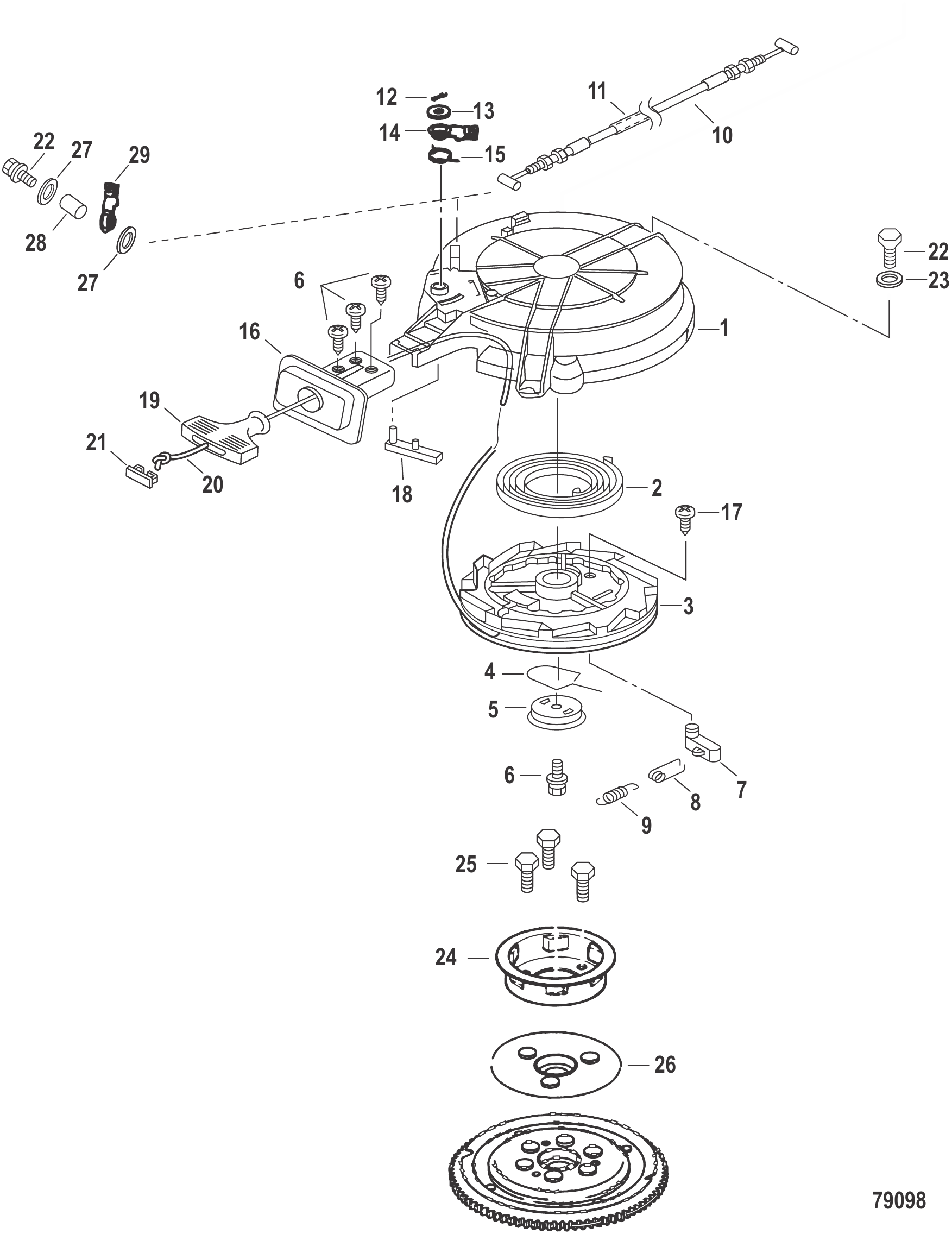 反冲启动器序列号0N468475及以上 Recoil Starter Serial 0N468475 and Up