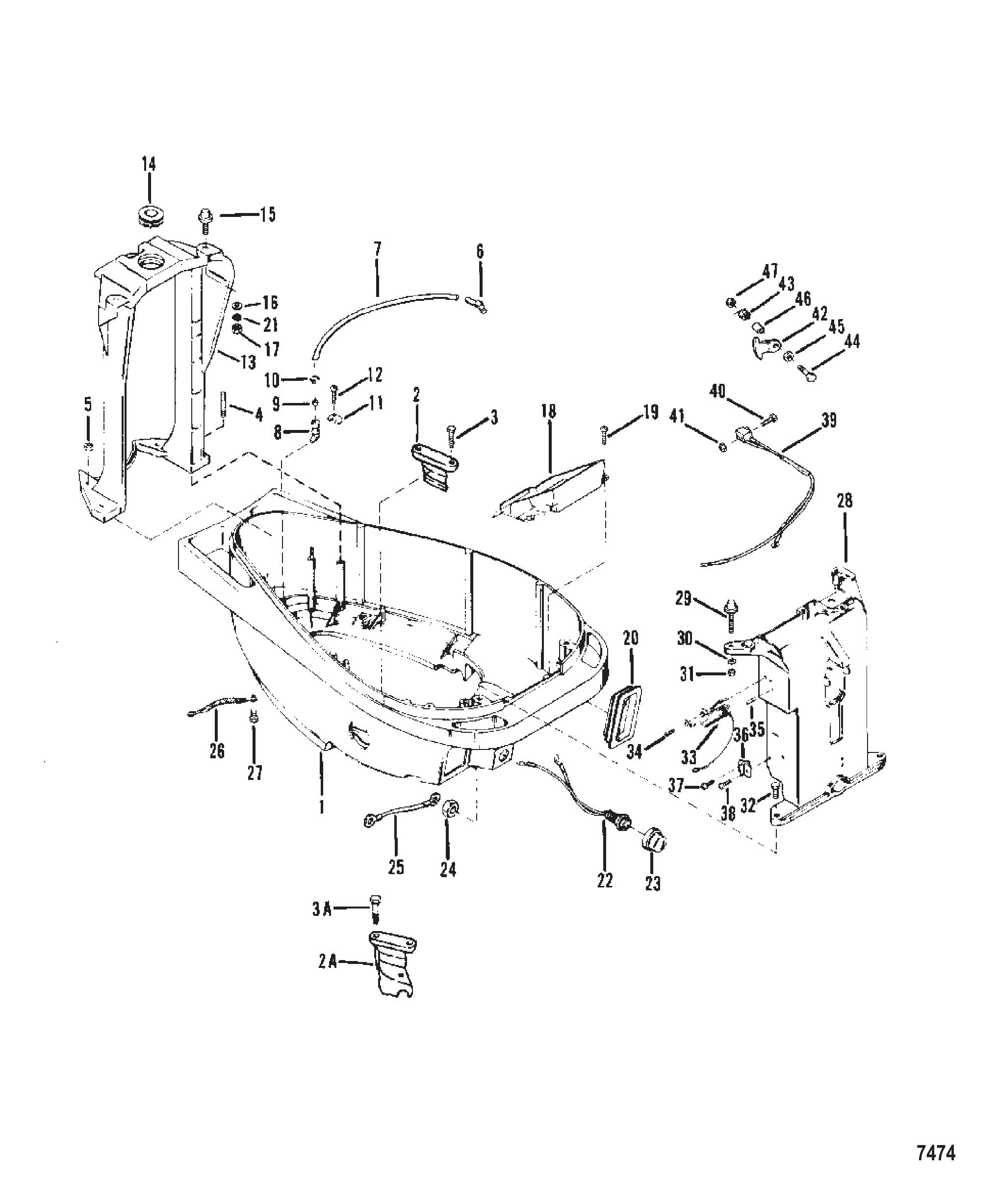 BOTTOM COWL AND SUPPORT BRACKETS