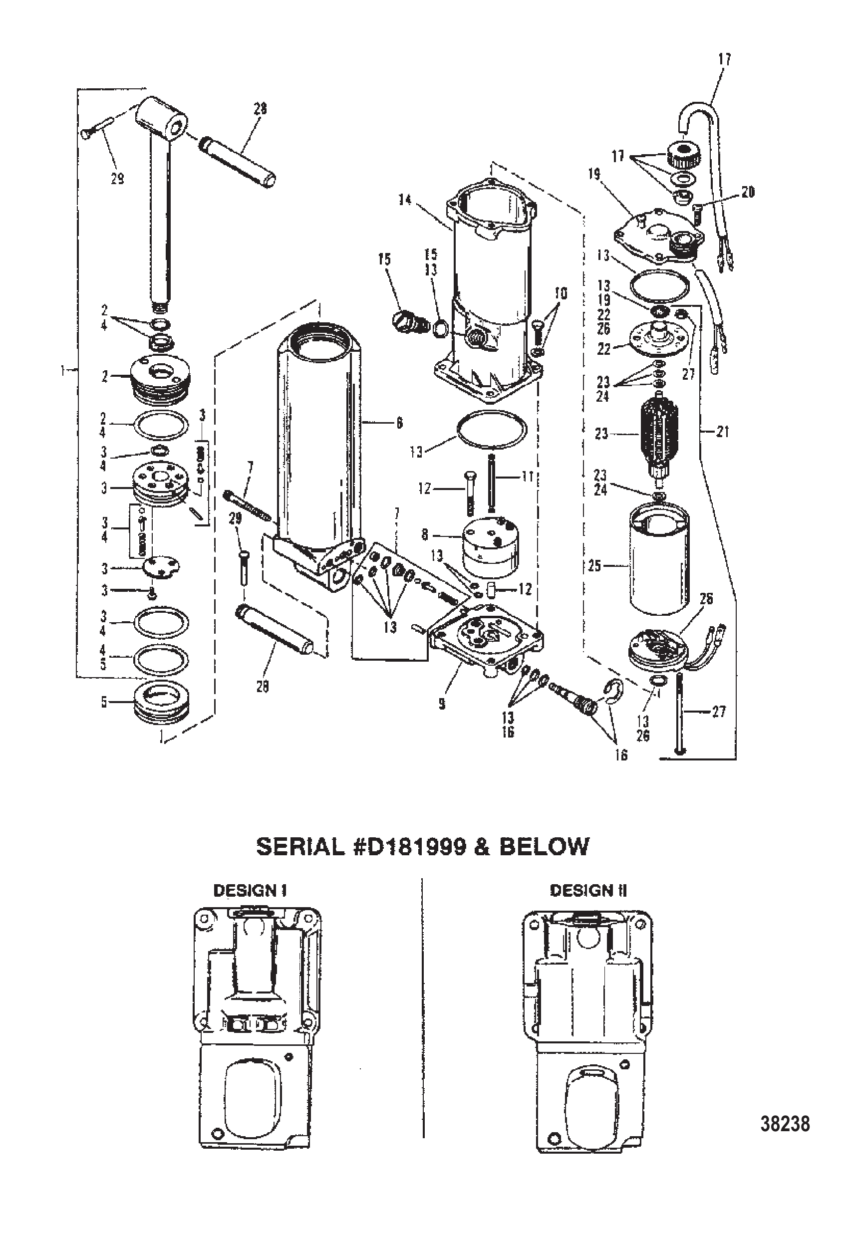 POWER TRIM COMPONENTS (S/N: 0D181999 AND BELOW)