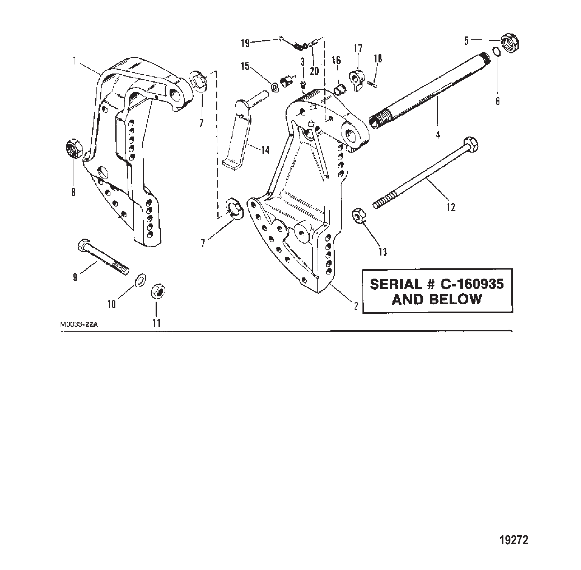 Transom Bracket (Power Trim)(S/N-0C160935 & Below)