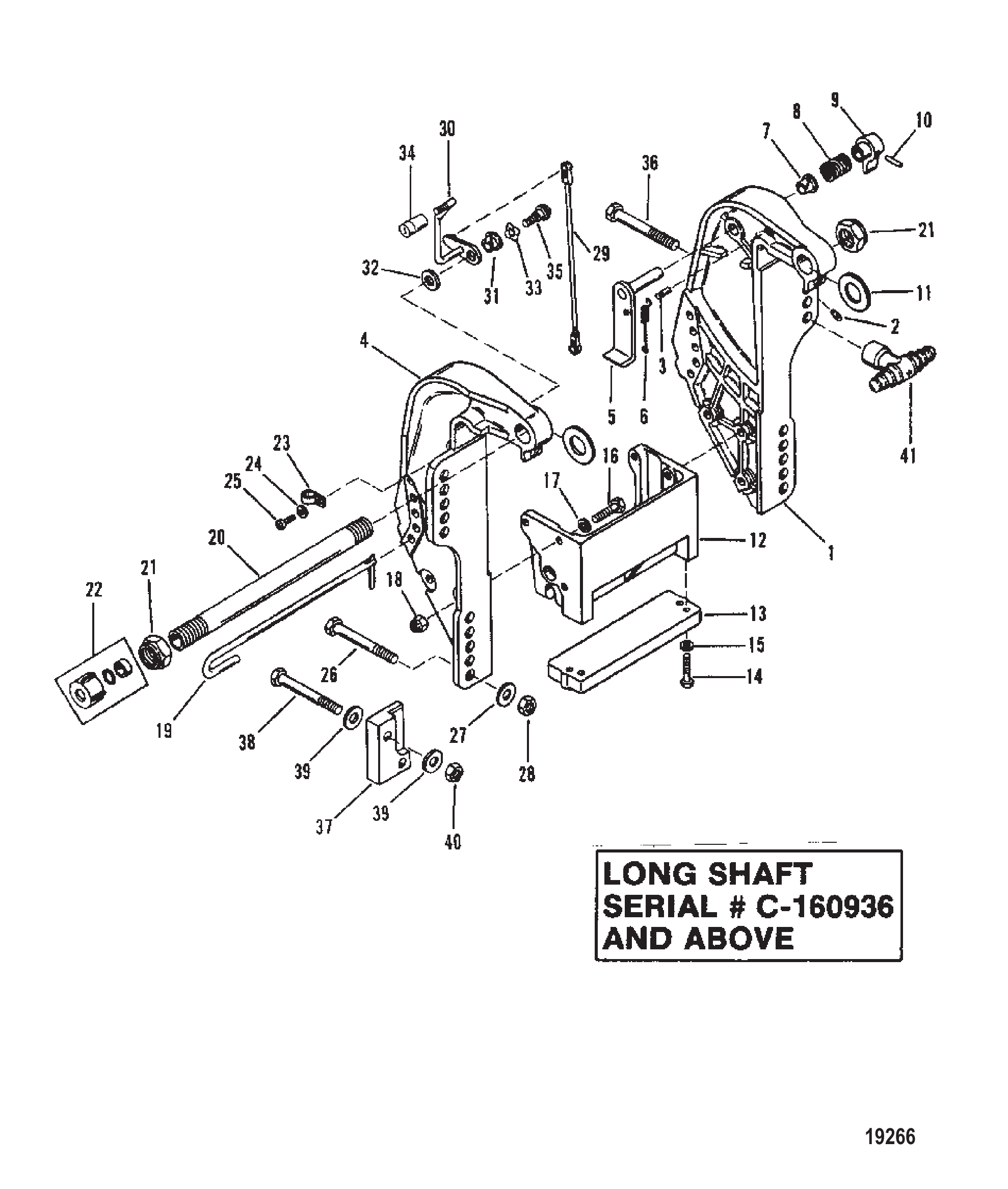 Transom Bracket (Long Shaft S/N-0C160936 & Up)