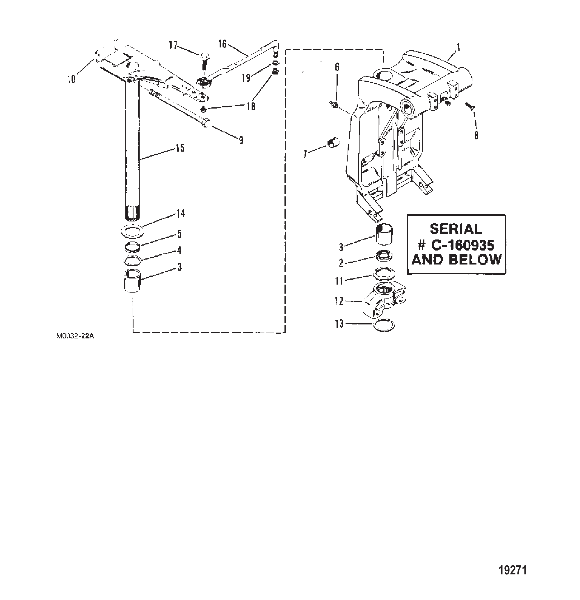 Swivel Bracket (Power Trim)(S/N-0C160935 & Below)
