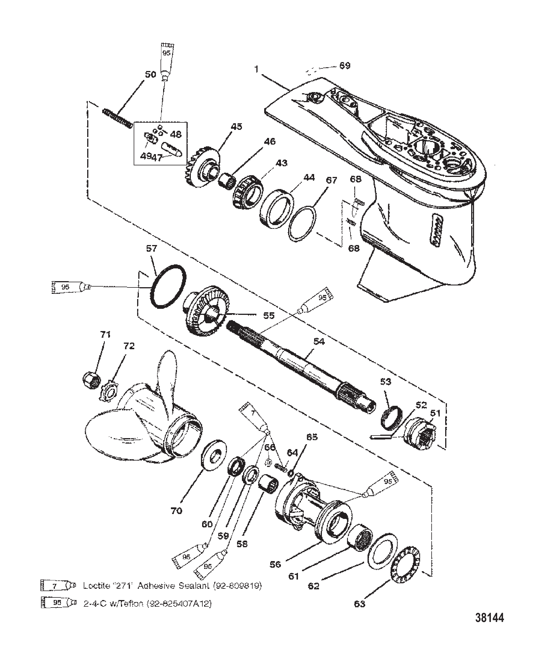 GEAR HSG PROPSHAFT-60 SEA/MARA/BIG FOOT-6 JAW REV. CLUTCH