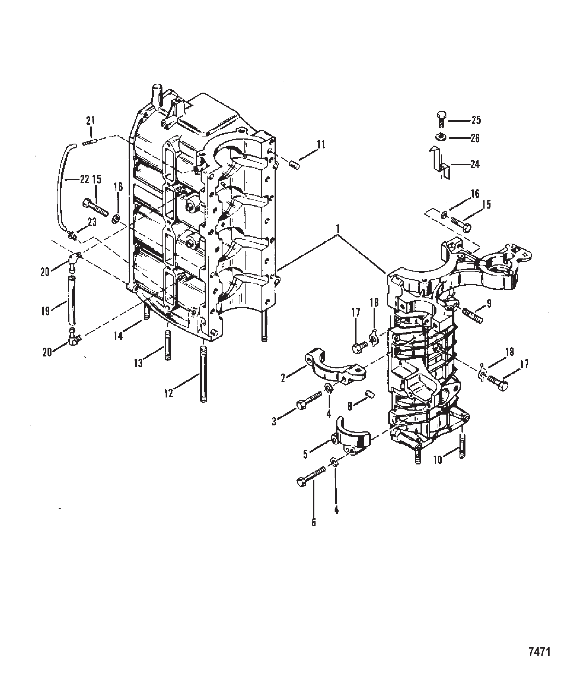 CYLINDER BLOCK AND CRANKCASE ASSEMBLY