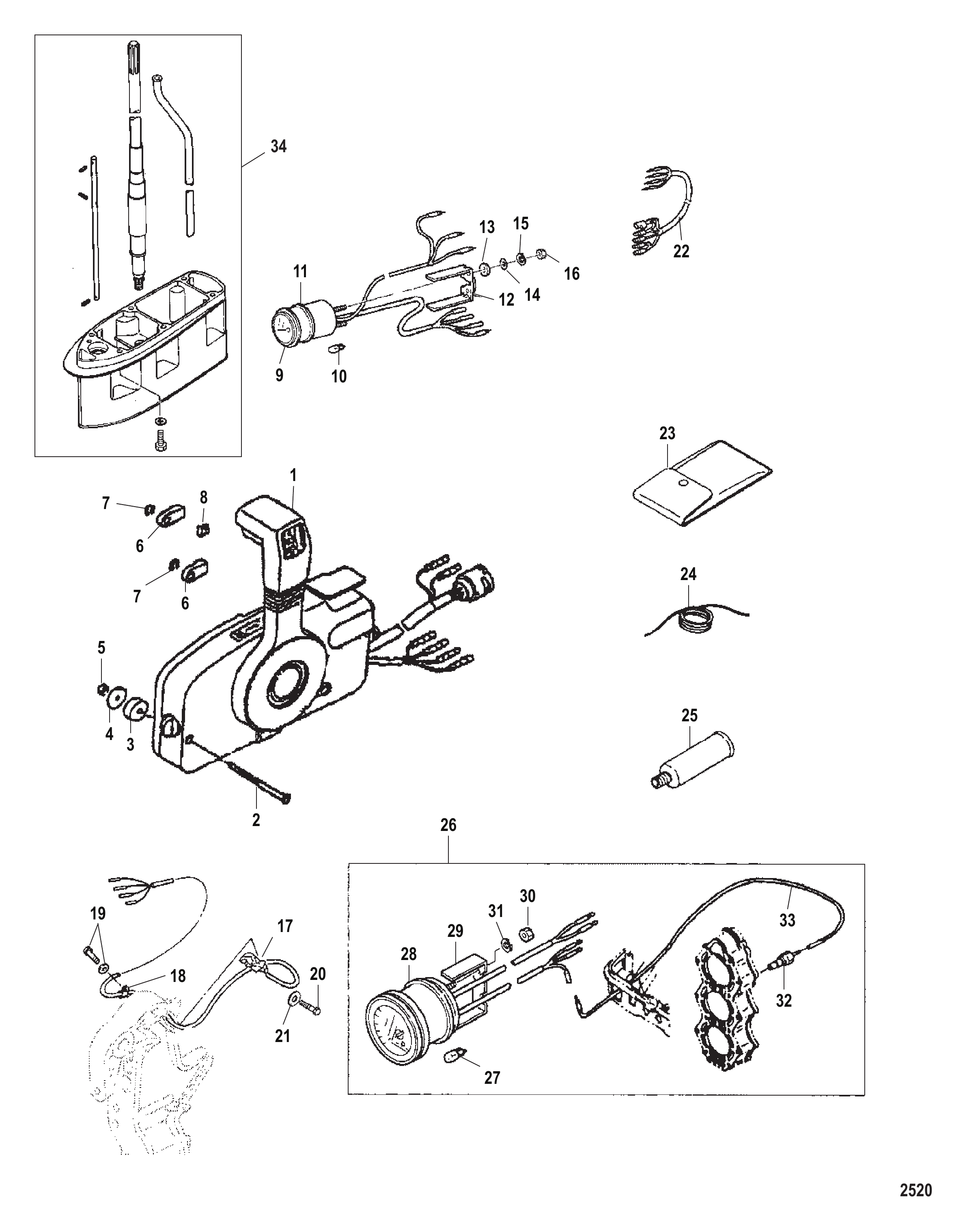 Gear Housing Propeller Shaft, Serial 0N116270 and Below