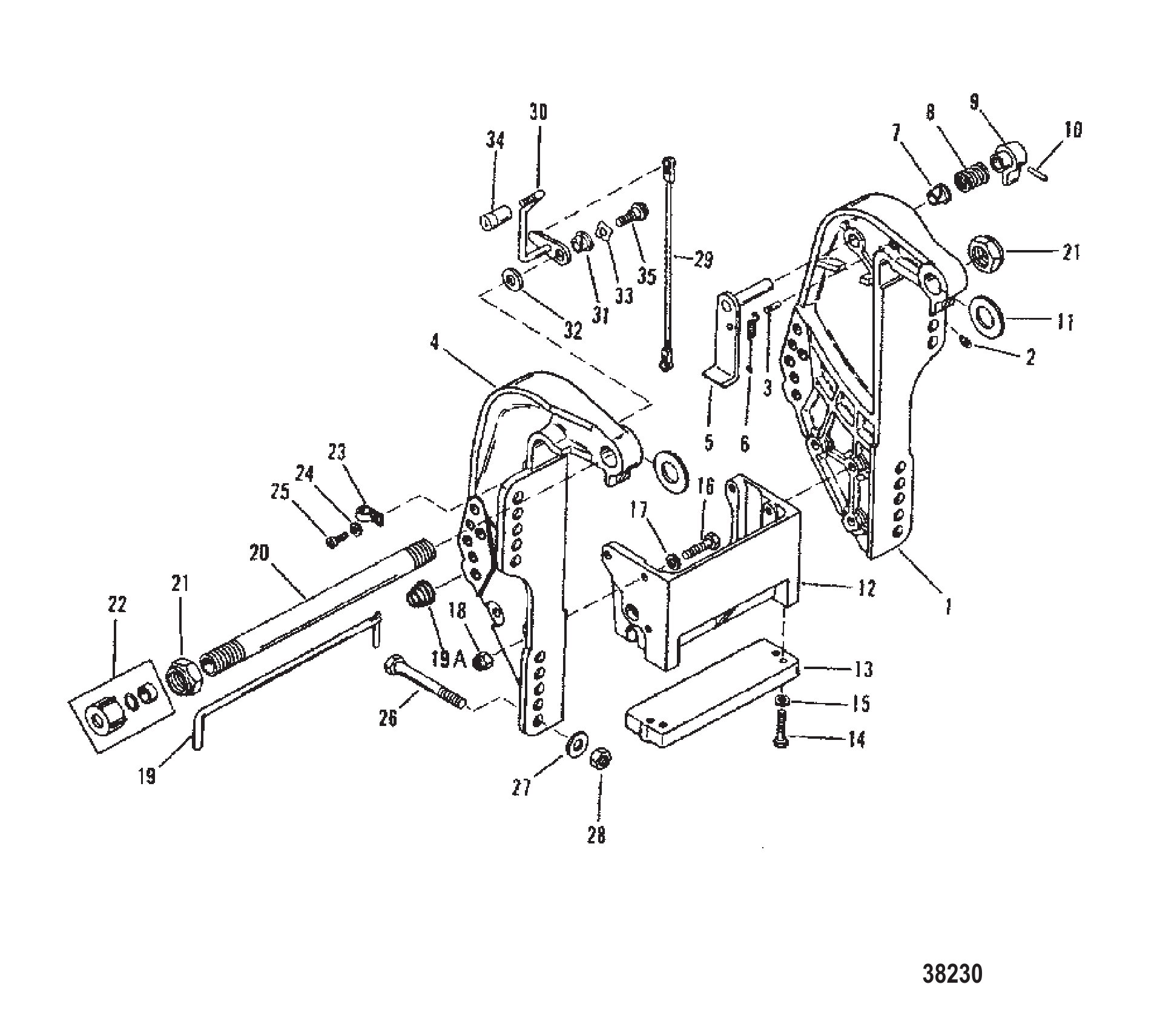 TRANSOM BRACKET (50/60)(S/N: 0D181999 AND BELOW)