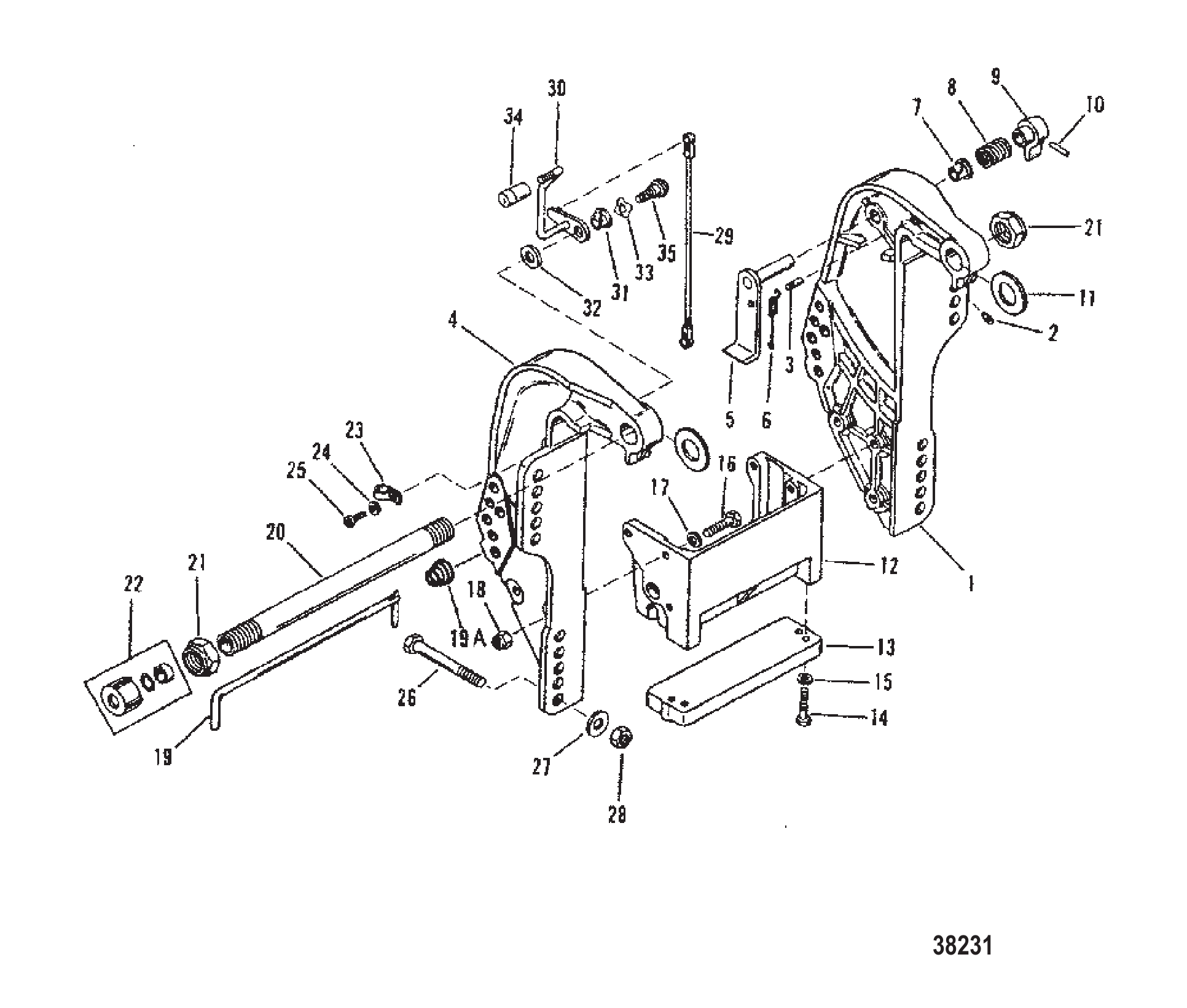 TRANSOM BRACKET (50/60)(S/N: 0D182000 AND UP)
