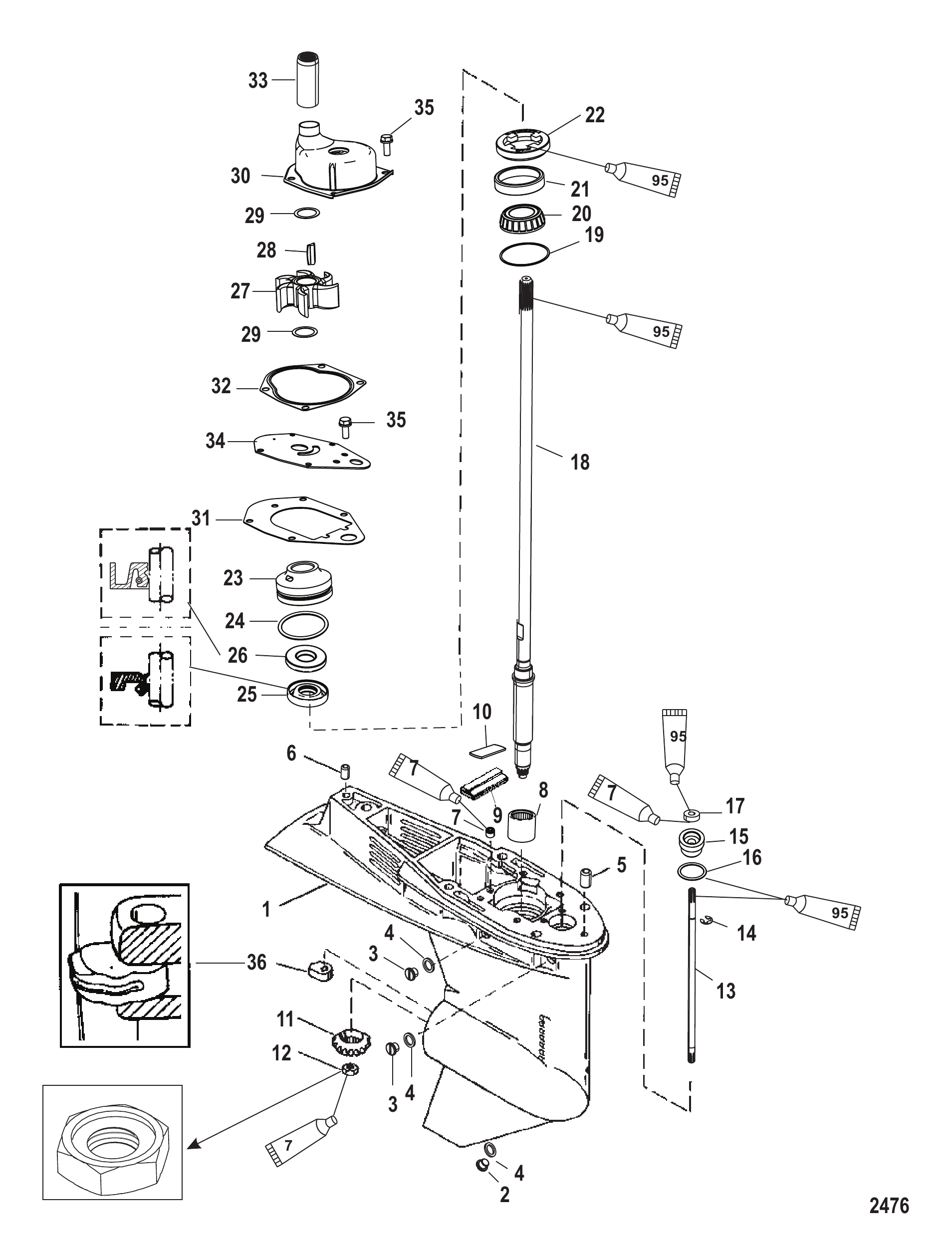 Gear Housing Driveshaft 1.64:1 Gear Ratio