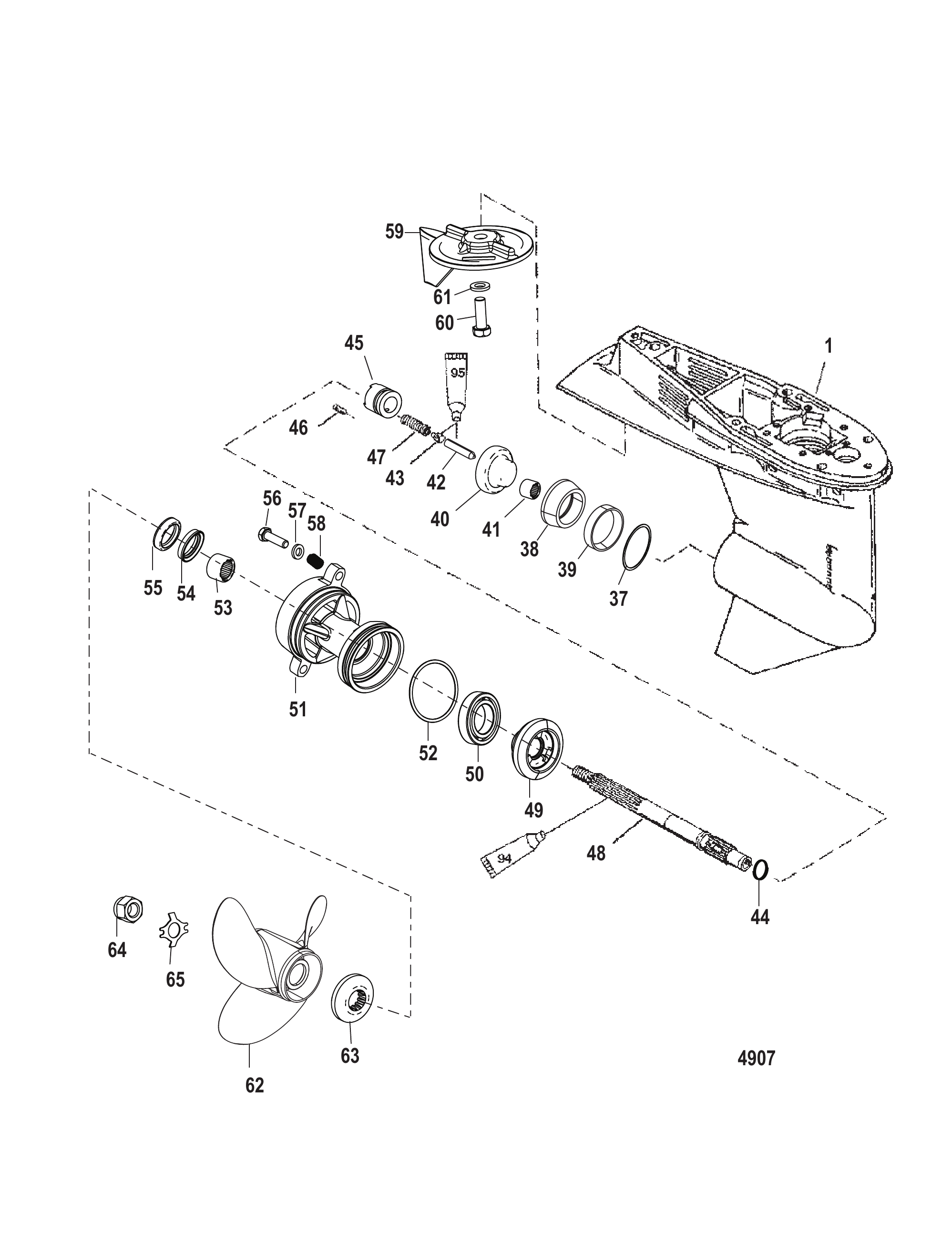 Gear Housing Propeller Shaft - 1.64:1 Gear Ratio