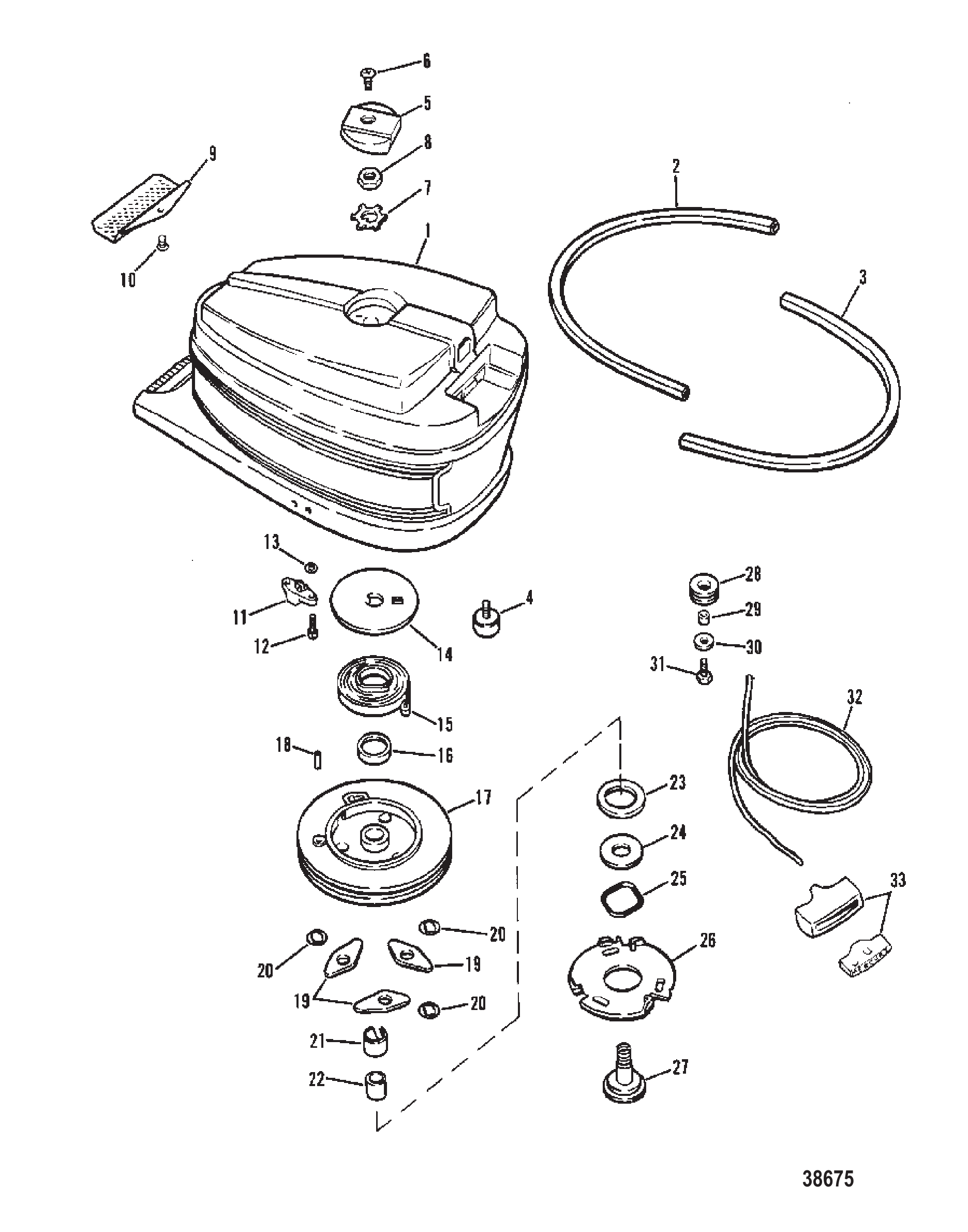 TOP COWL AND STARTER ASSEMBLY
