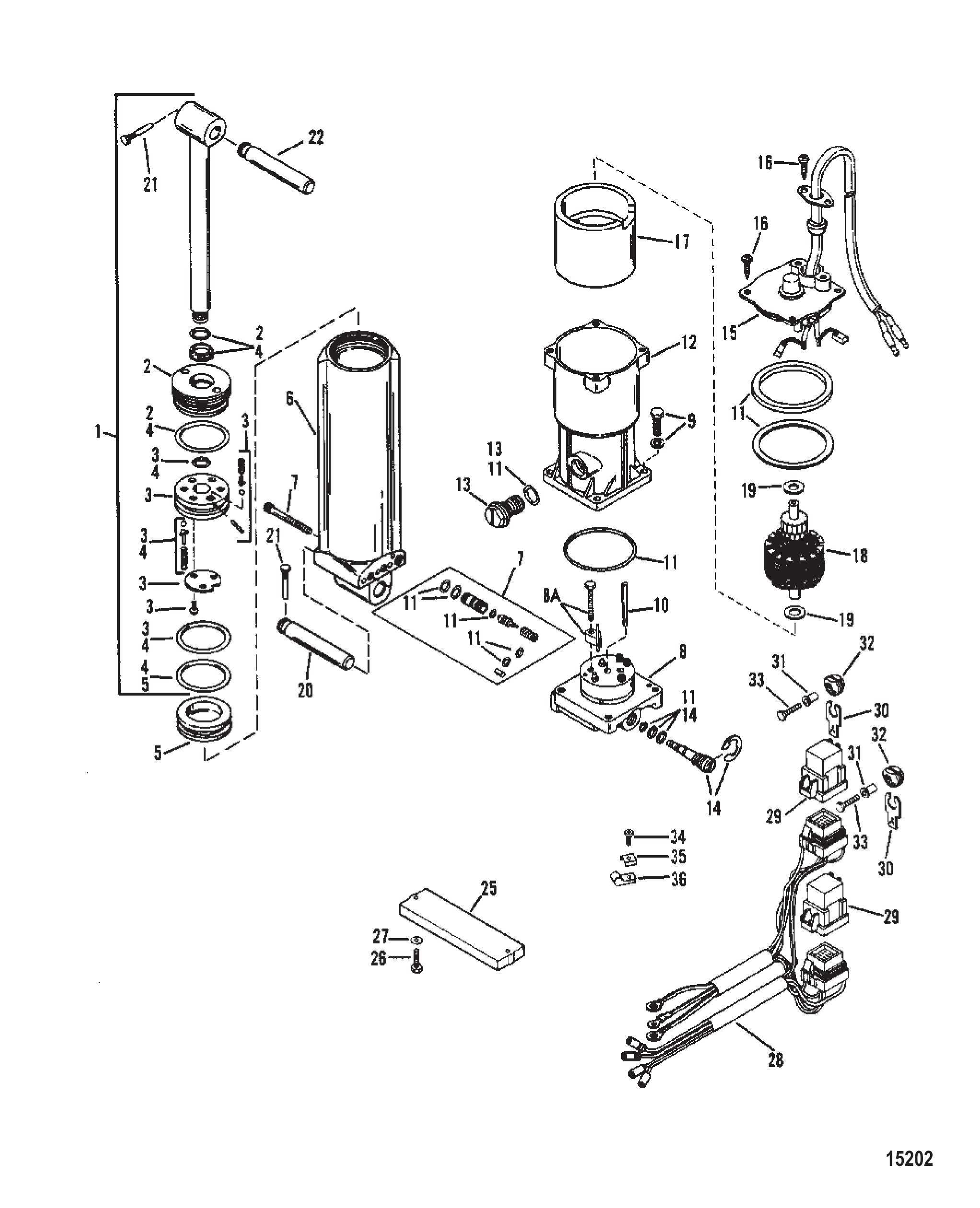 Power Trim Components Single Ram (0D252460 and Below)