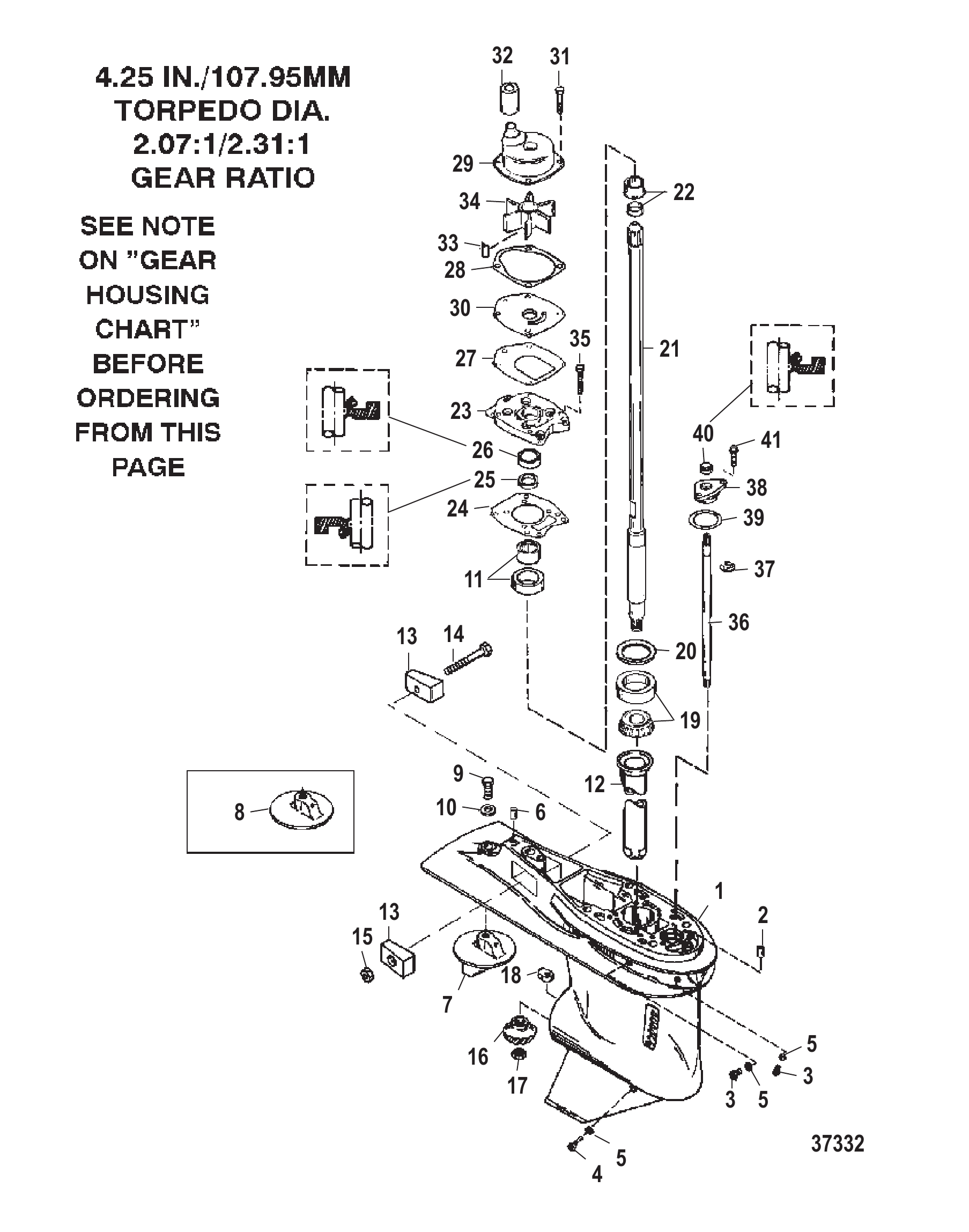齿轮箱(驱动轴)(3爪反向离合器) GEAR HOUSING (DRIVESHAFT)(3 JAW REVERSE CLUTCH)