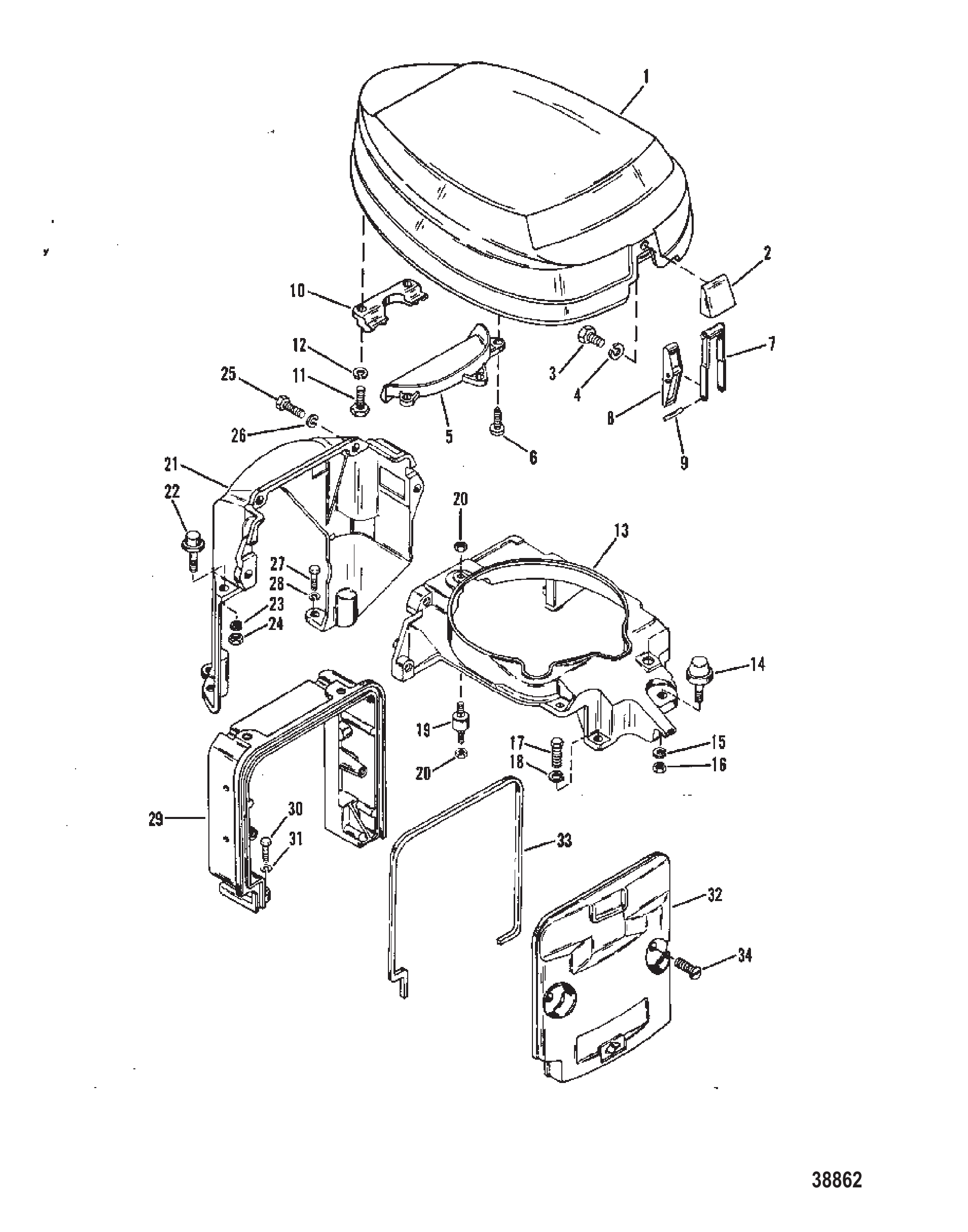 TOP COWL AND SUPPORT BRACKETS