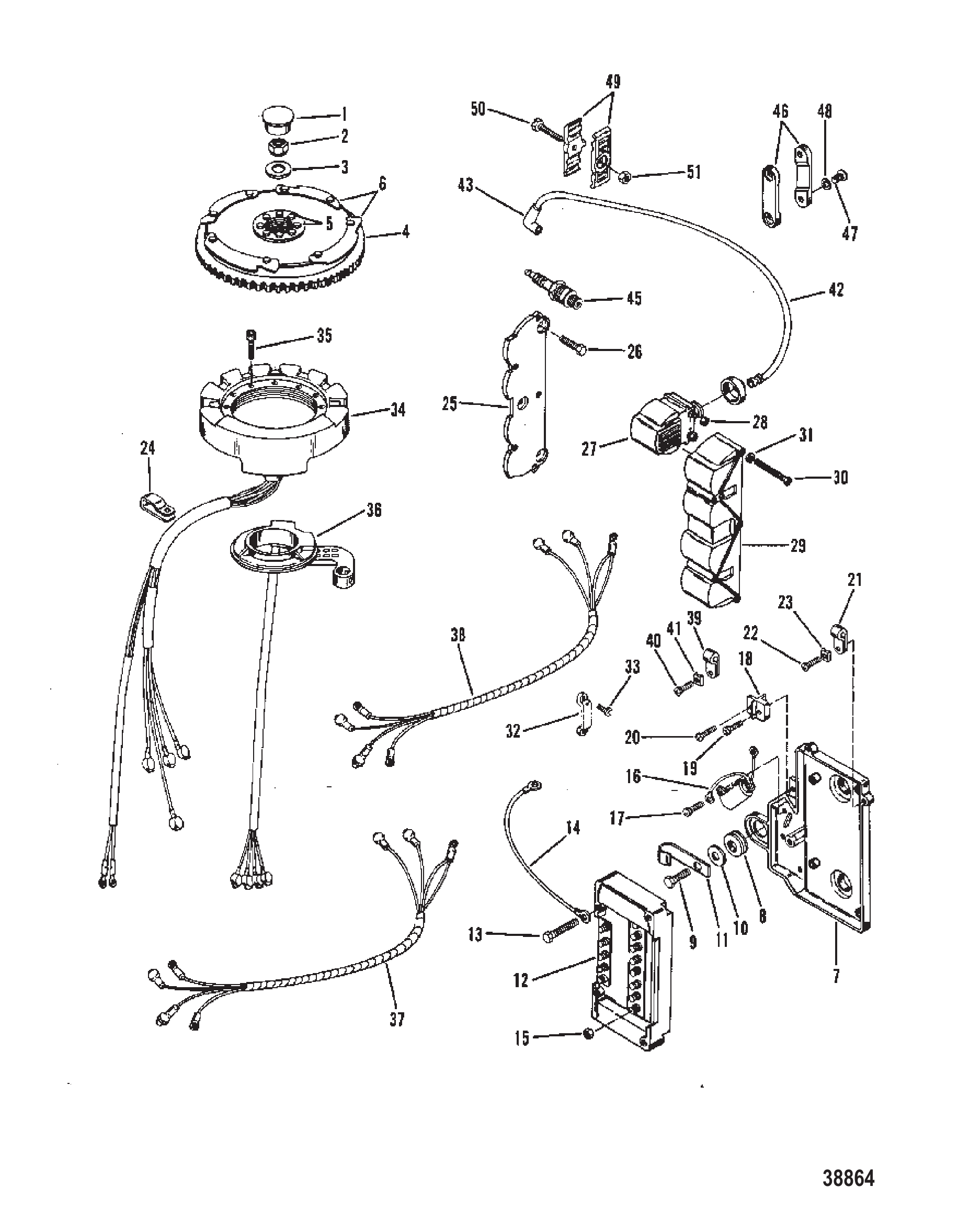 FLYWHEEL, STATOR AND IGNITION COIL