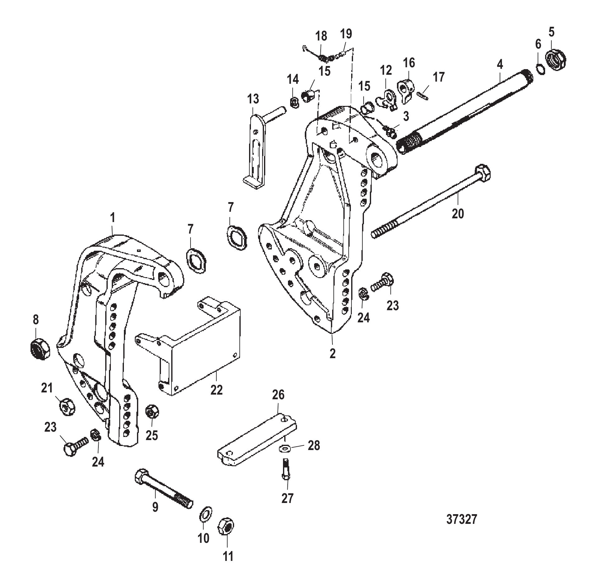 TRANSOM BRACKET (S/N-USA-0G589999/BEL-9973099 AND BELOW)