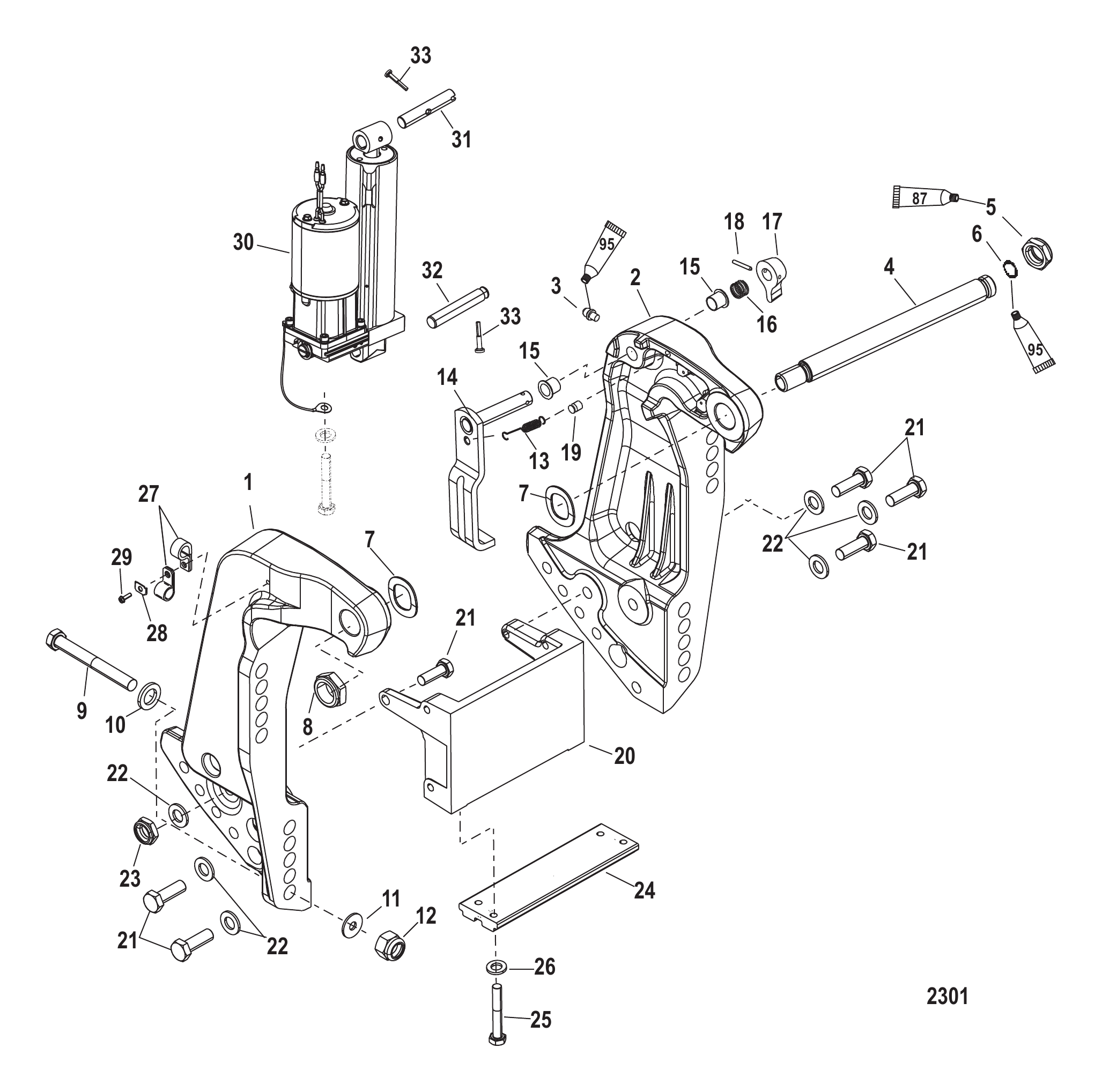 Transom Bracket (S/N USA-0T801000/ Bel-0P268000 and Up)