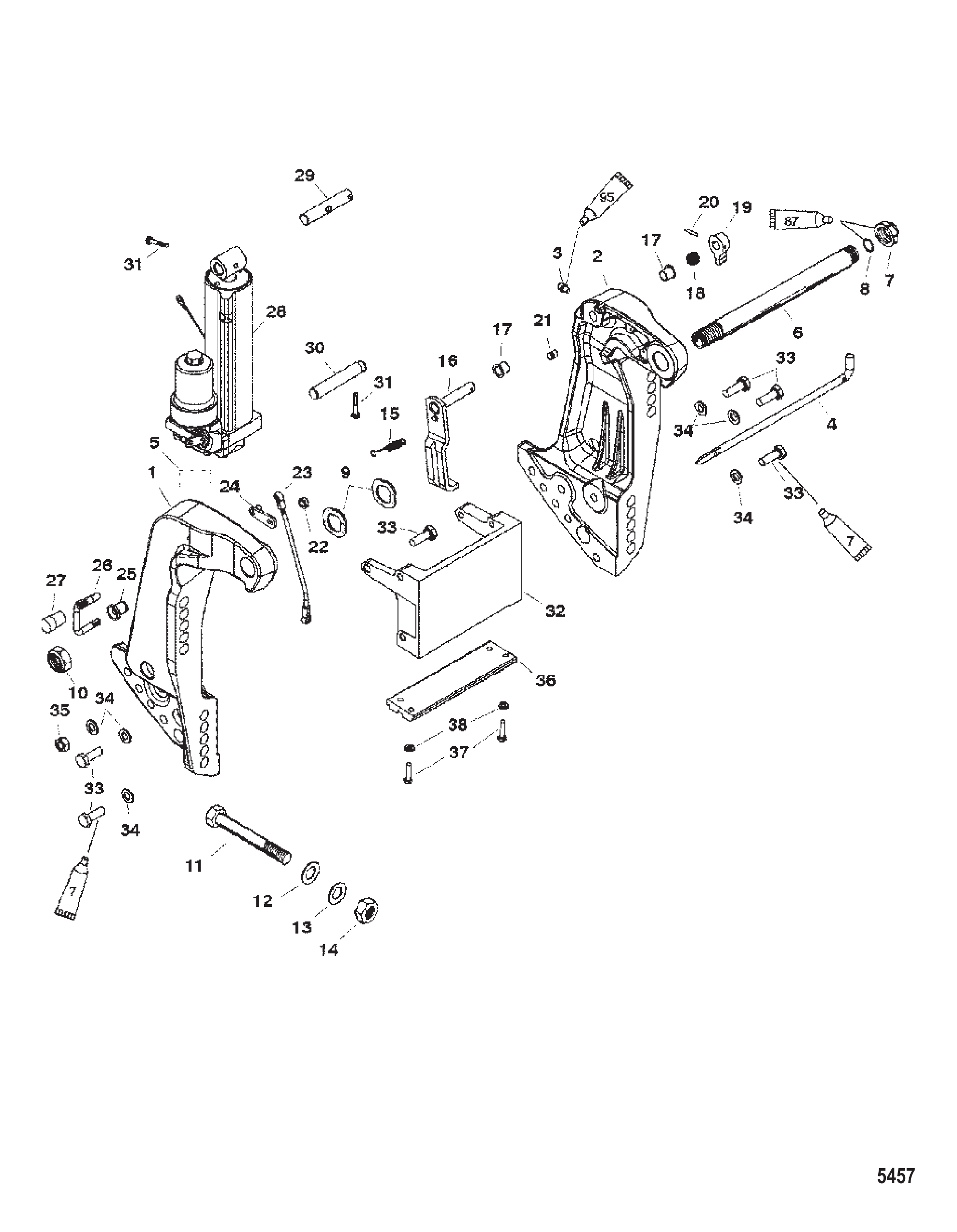 Transom Bracket (SN- USA 0T800999/ BEL 0P267999 and Below)