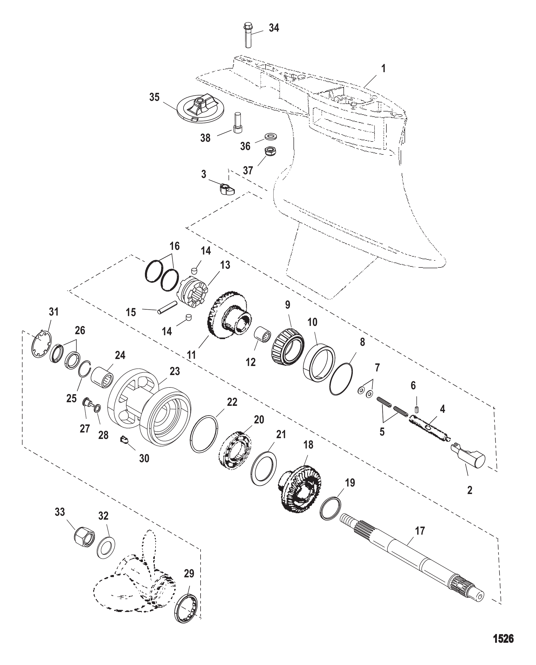 Gear Housing Propeller Shaft - Standard Rotation